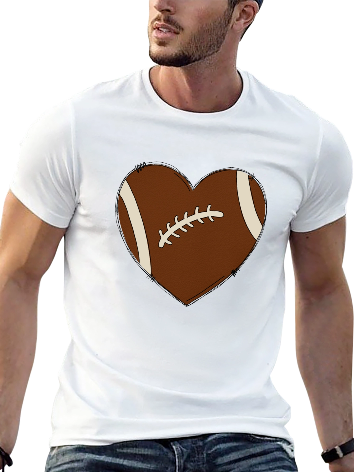 Football Heart Graphic Tee - Black T-Shirt