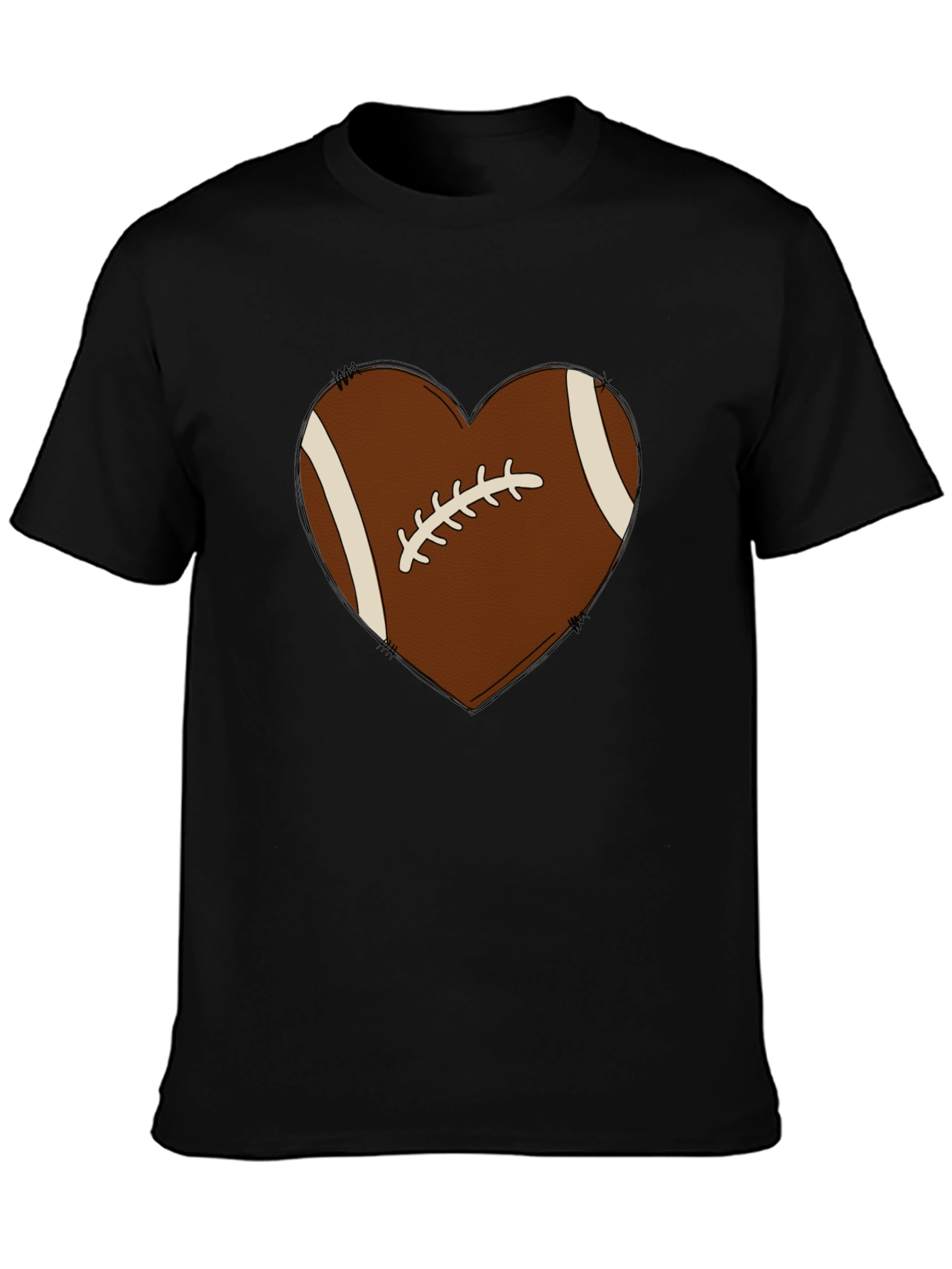 Football Heart Graphic Tee - Black T-Shirt