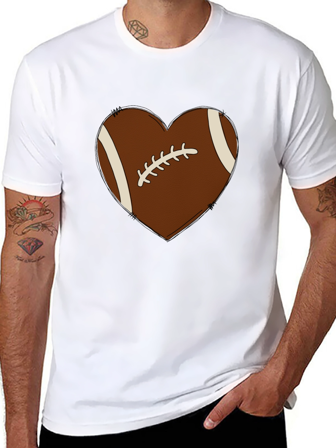 Football Heart Graphic Tee - Black T-Shirt