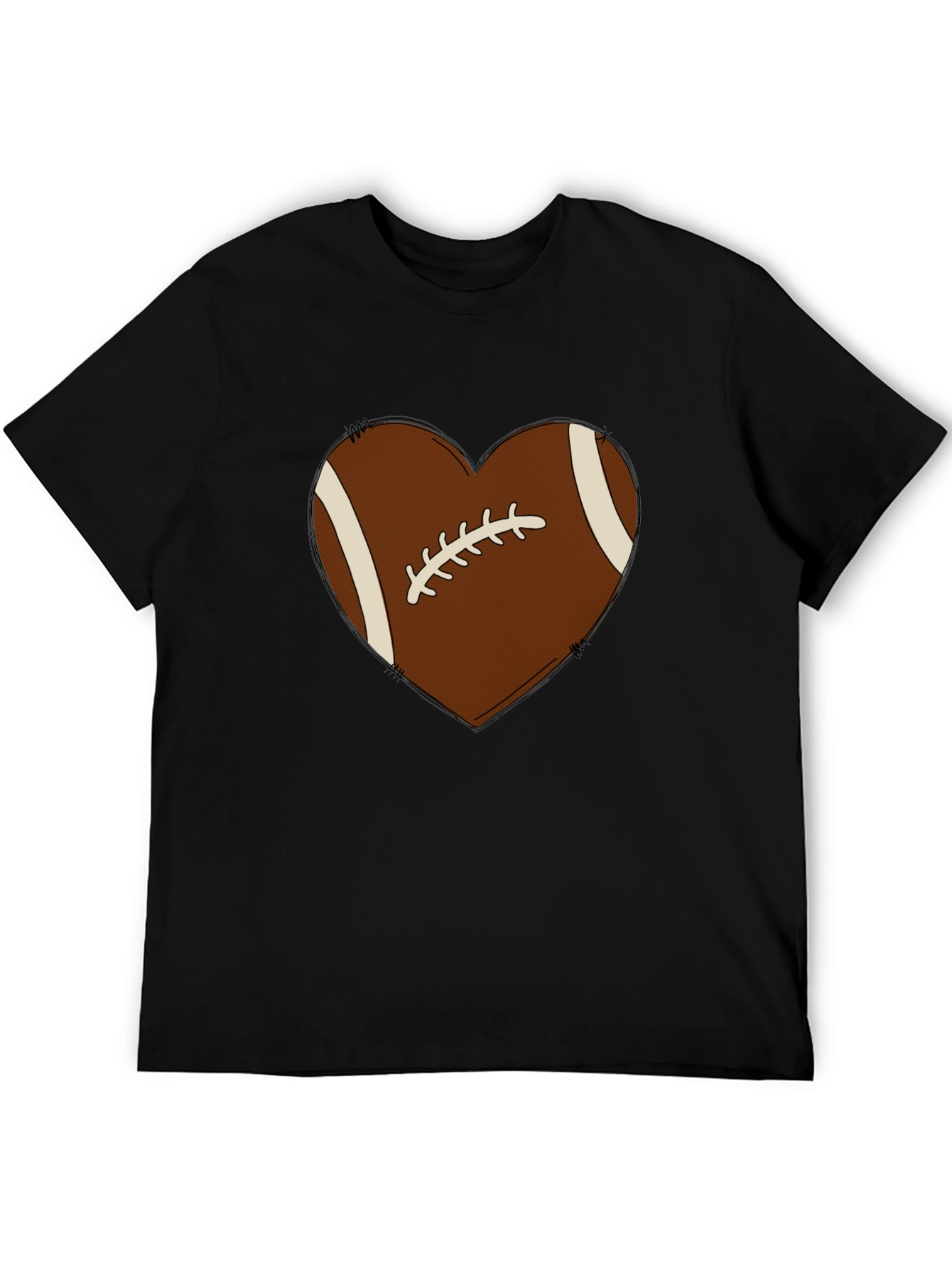 Football Heart Graphic Tee - Black T-Shirt