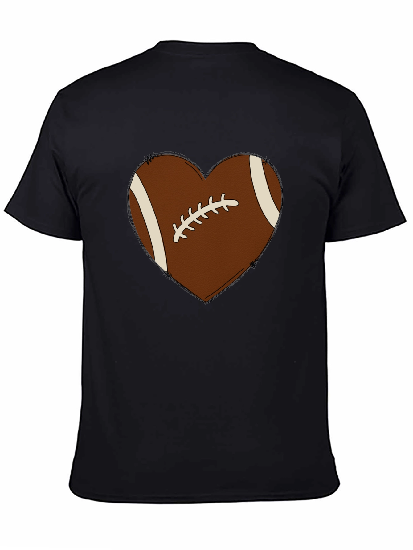Football Heart Graphic Tee - Black T-Shirt