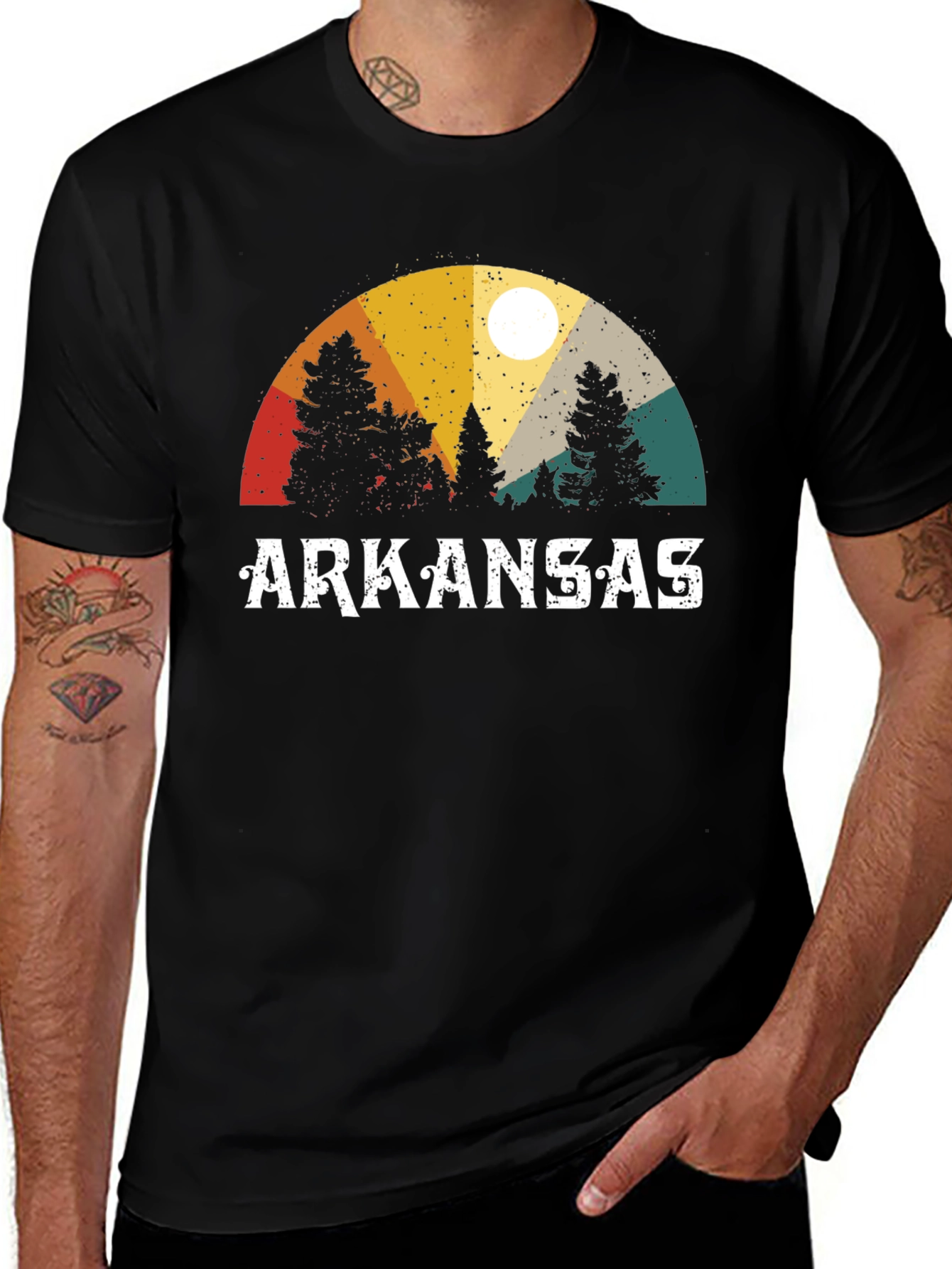 Arkansas Retro Sunset T-Shirt Nature Graphic Tee
