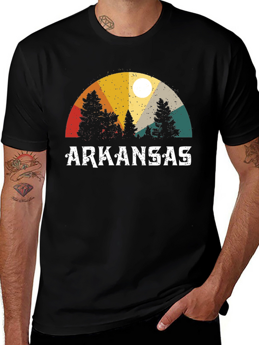 Arkansas Retro Sunset T-Shirt Nature Graphic Tee