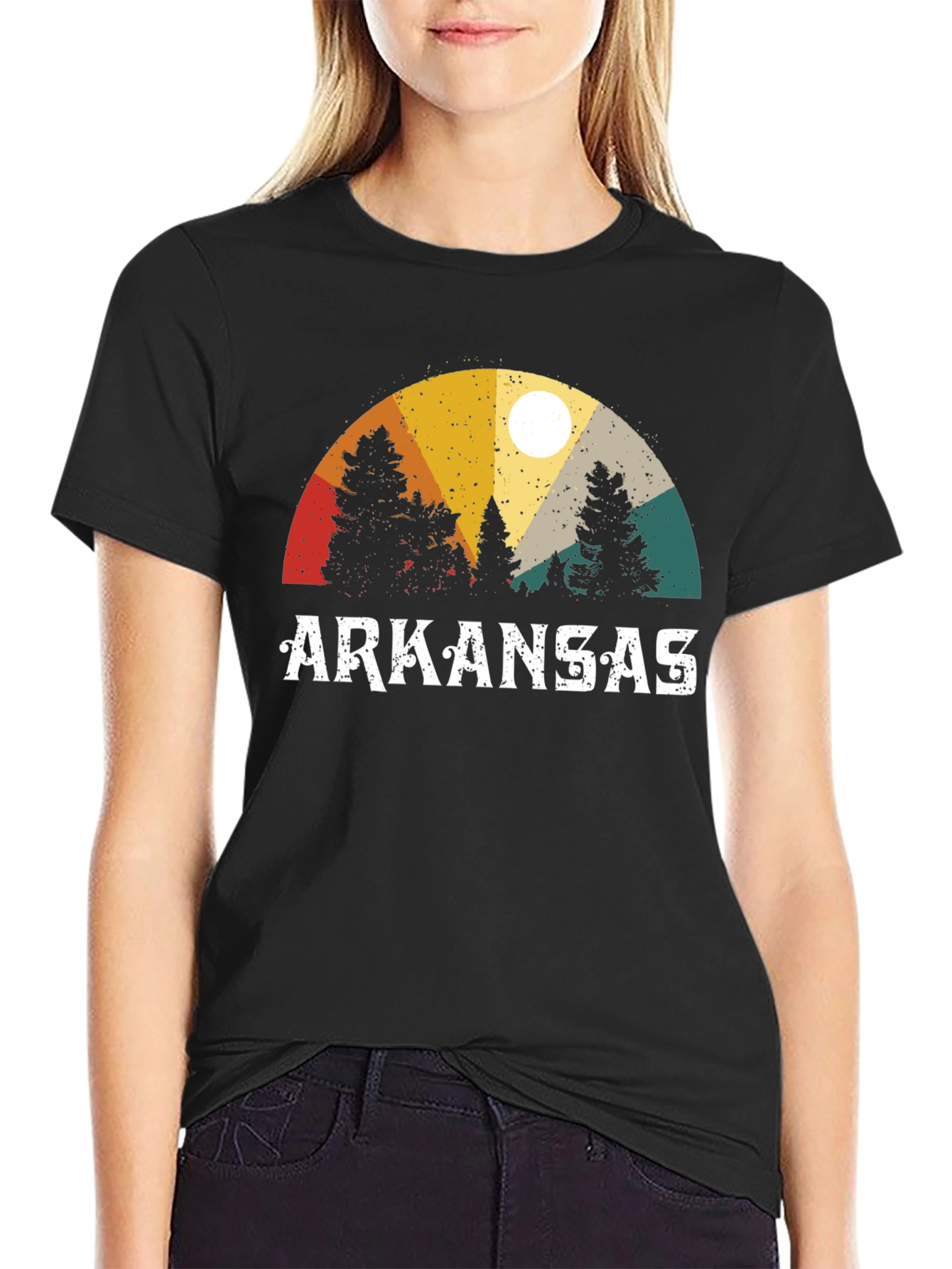 Arkansas Retro Sunset T-Shirt Nature Graphic Tee