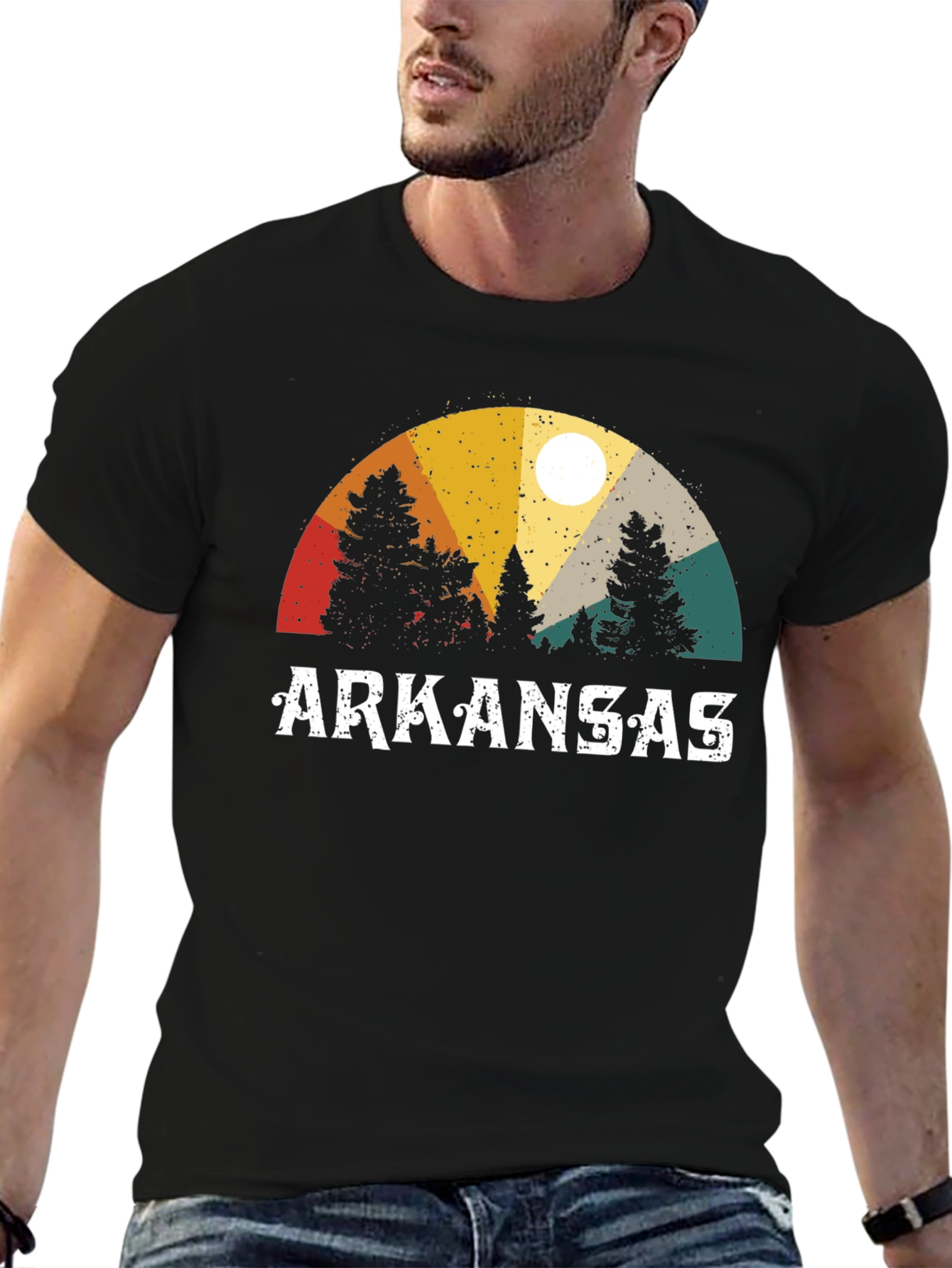 Arkansas Retro Sunset T-Shirt Nature Graphic Tee