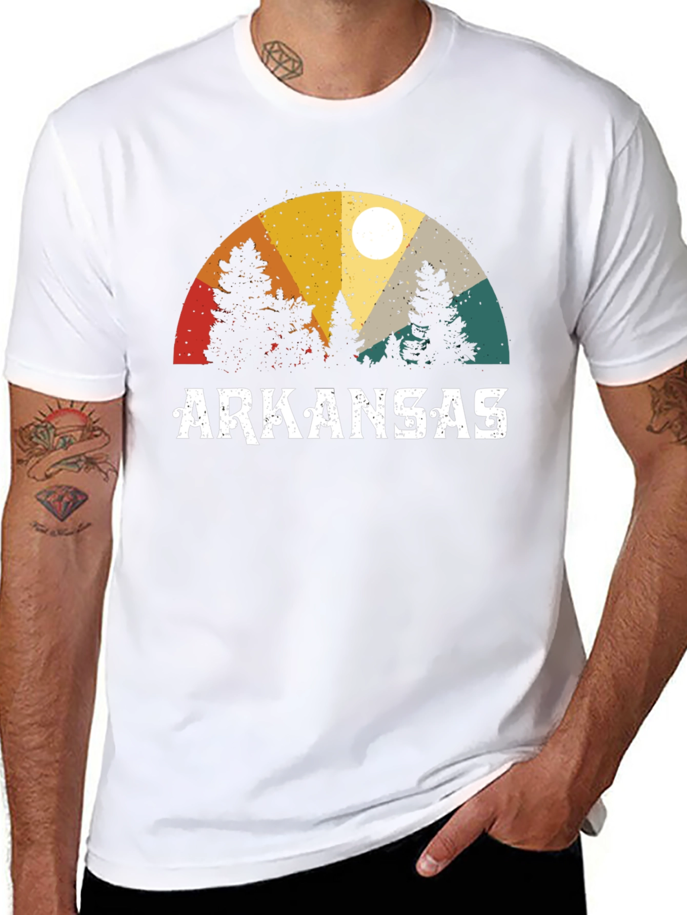 Arkansas Retro Sunset T-Shirt Nature Graphic Tee
