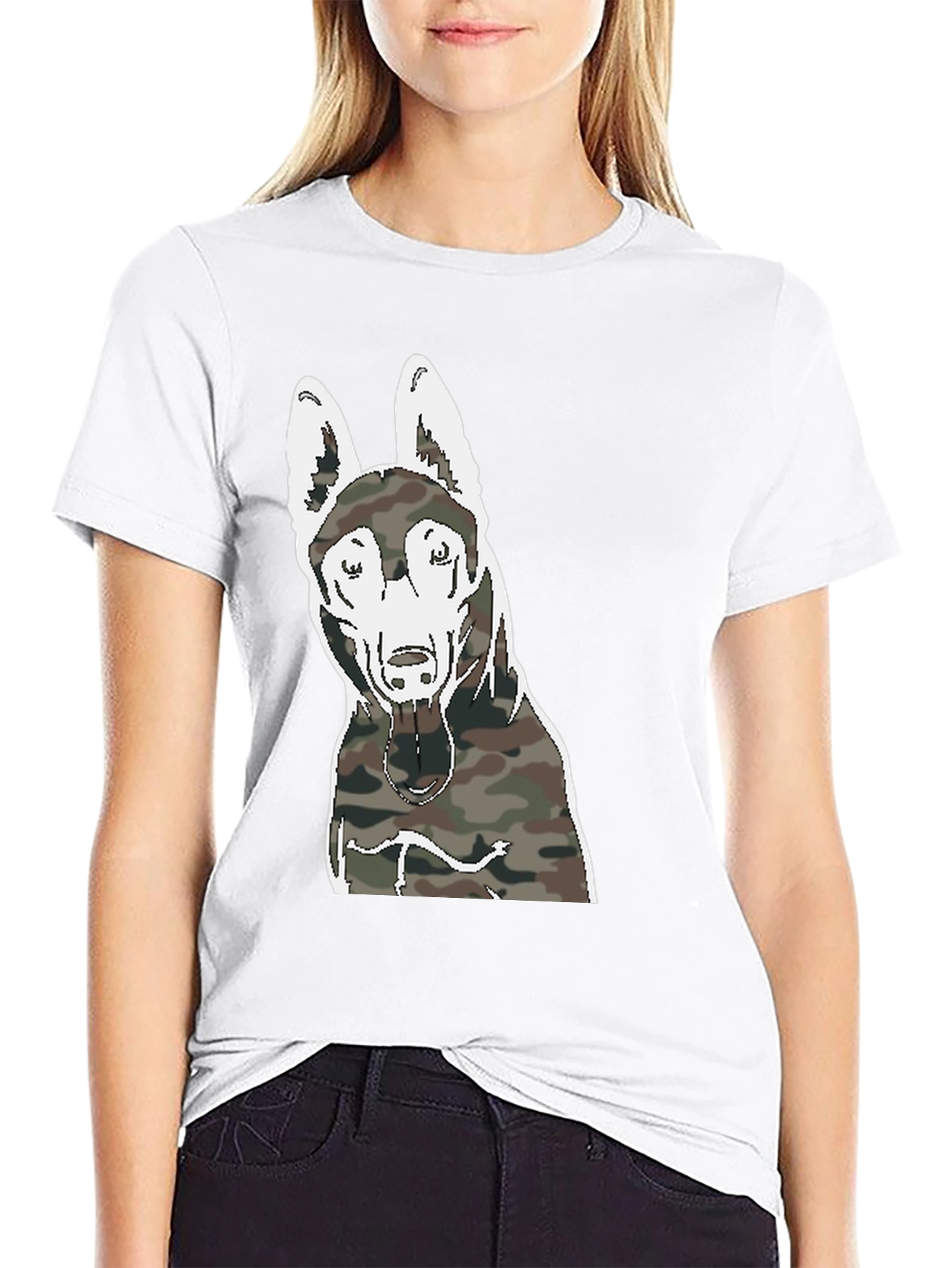 Camouflage Dog Graphic T-Shirt