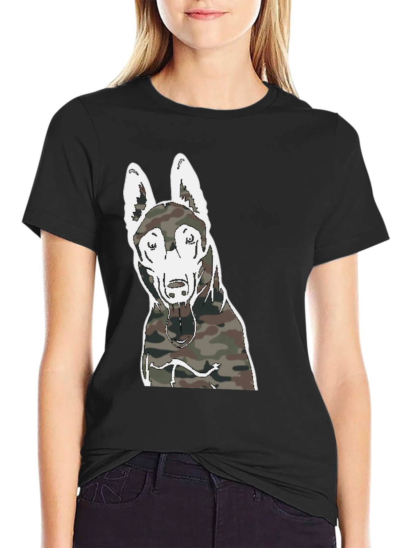 Camouflage Dog Graphic T-Shirt