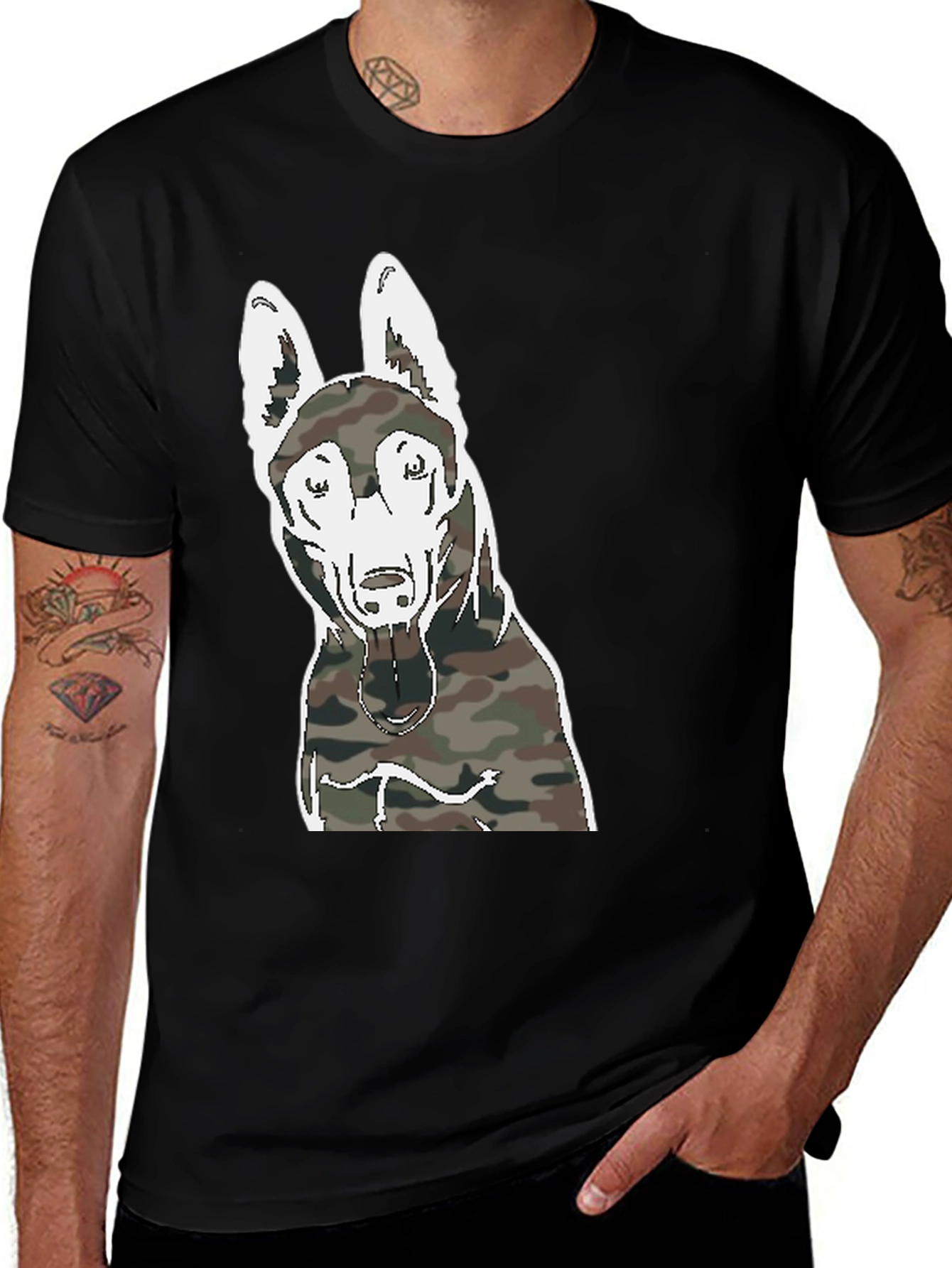 Camouflage Dog Graphic T-Shirt