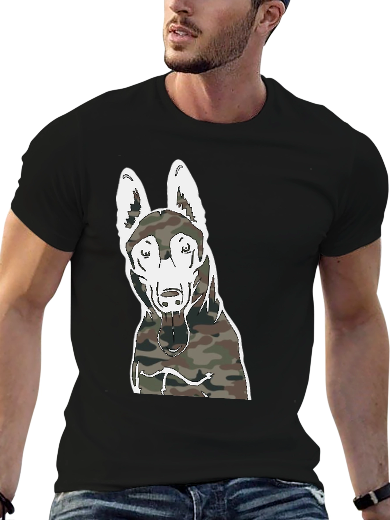 Camouflage Dog Graphic T-Shirt
