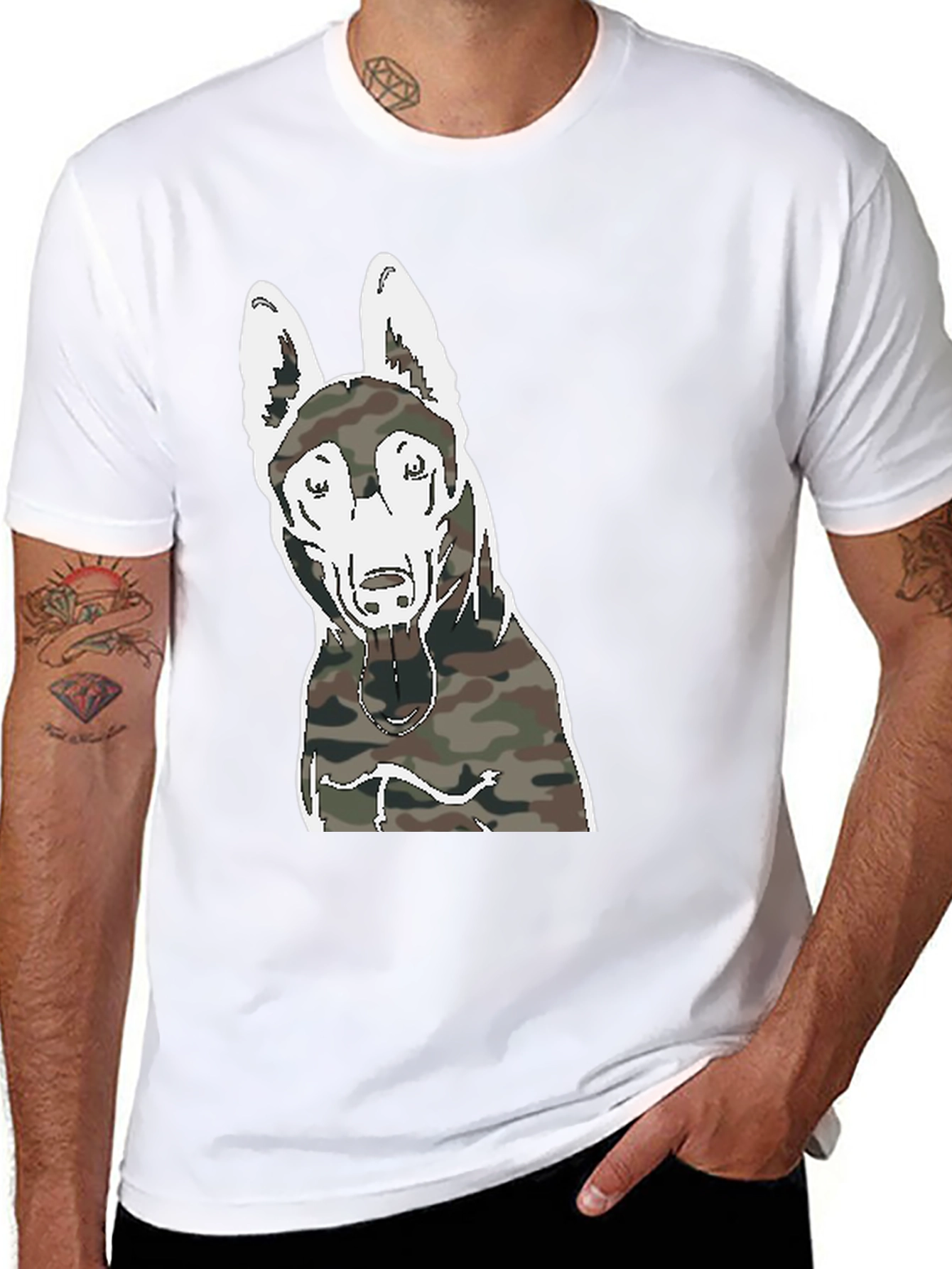 Camouflage Dog Graphic T-Shirt