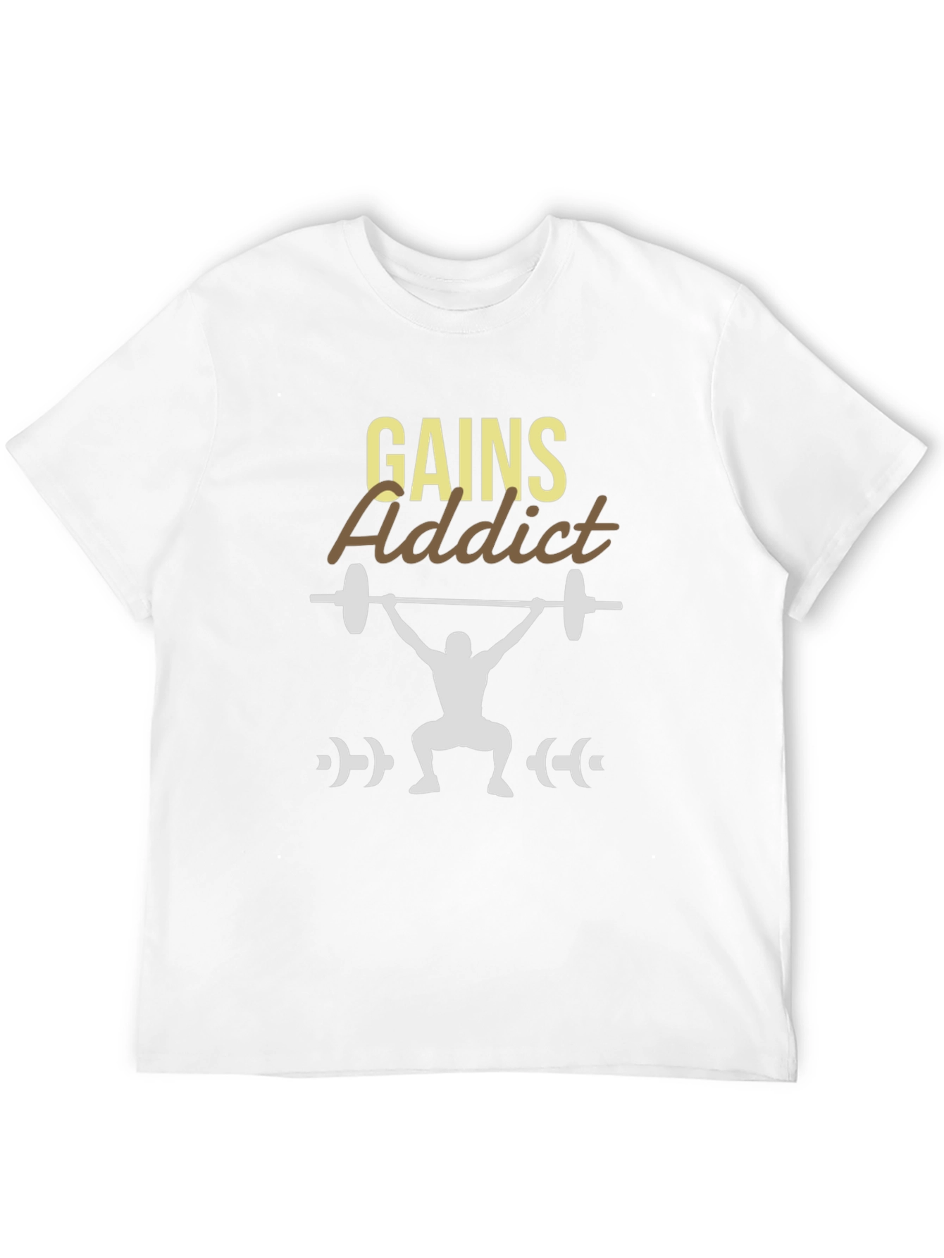 Gains Addict Black T-Shirt - Weightlifting Design