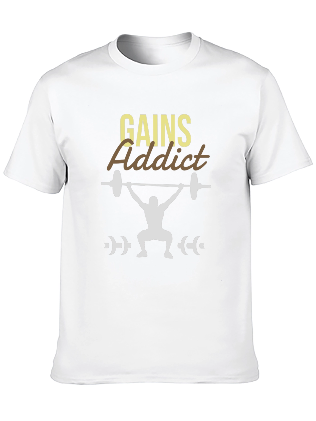 Gains Addict Black T-Shirt - Weightlifting Design