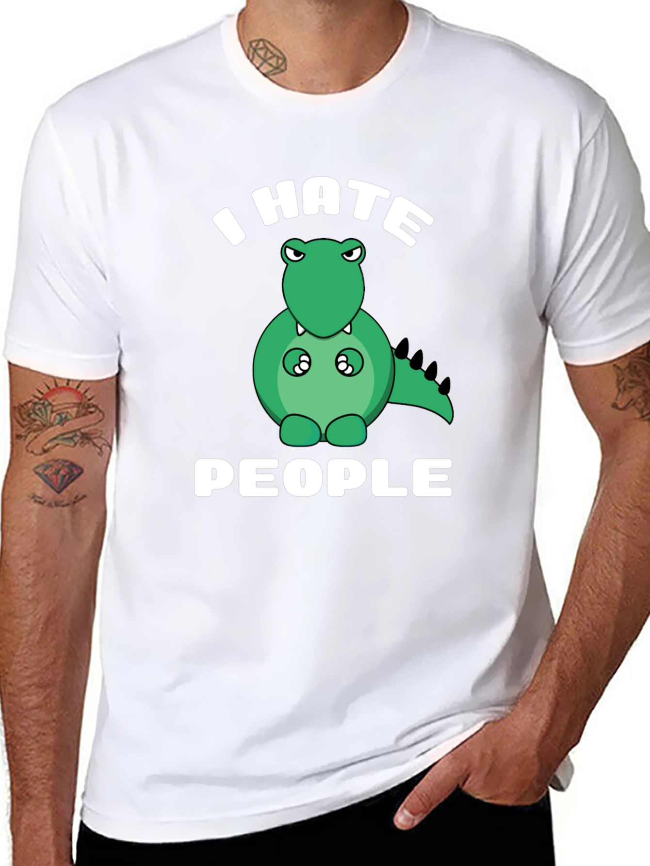 I Hate People T-Shirt Funny Dinosaur Graphic Tee