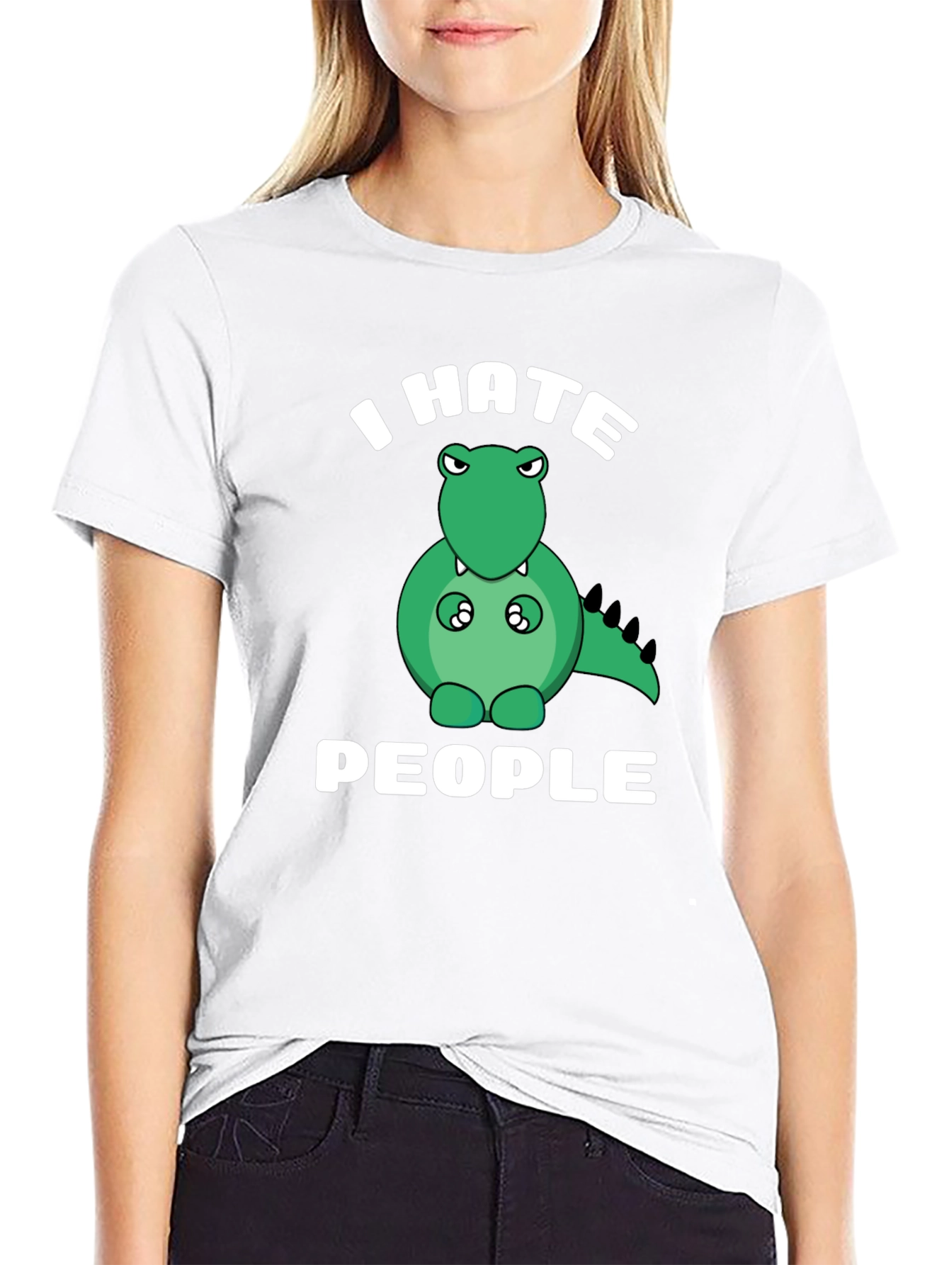 I Hate People T-Shirt Funny Dinosaur Graphic Tee
