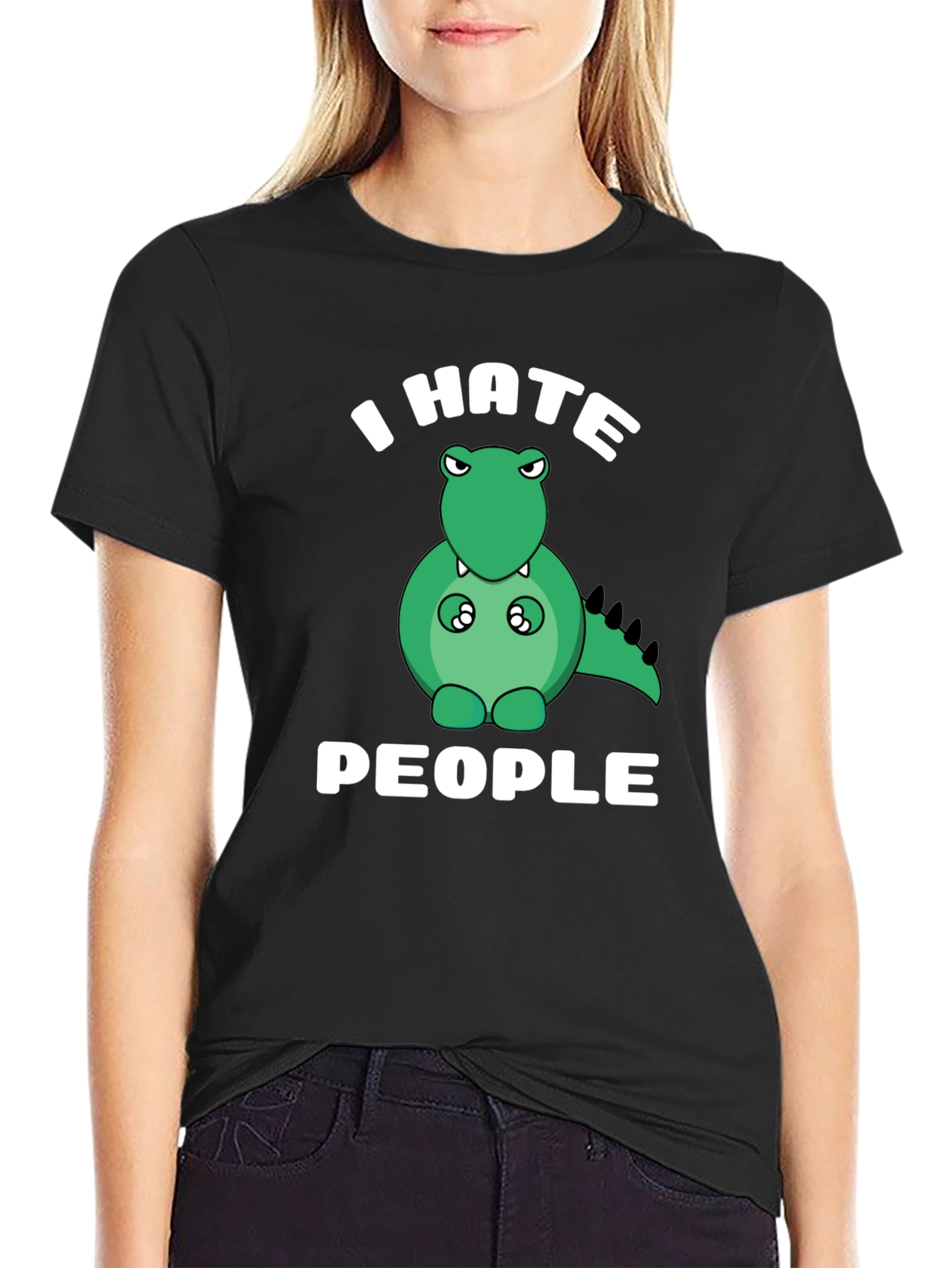 I Hate People T-Shirt Funny Dinosaur Graphic Tee