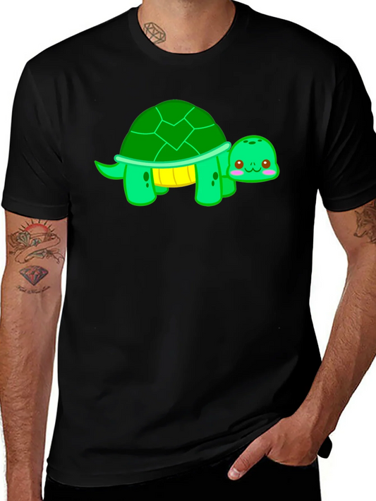 Cute Turtle Graphic T-Shirt - Black