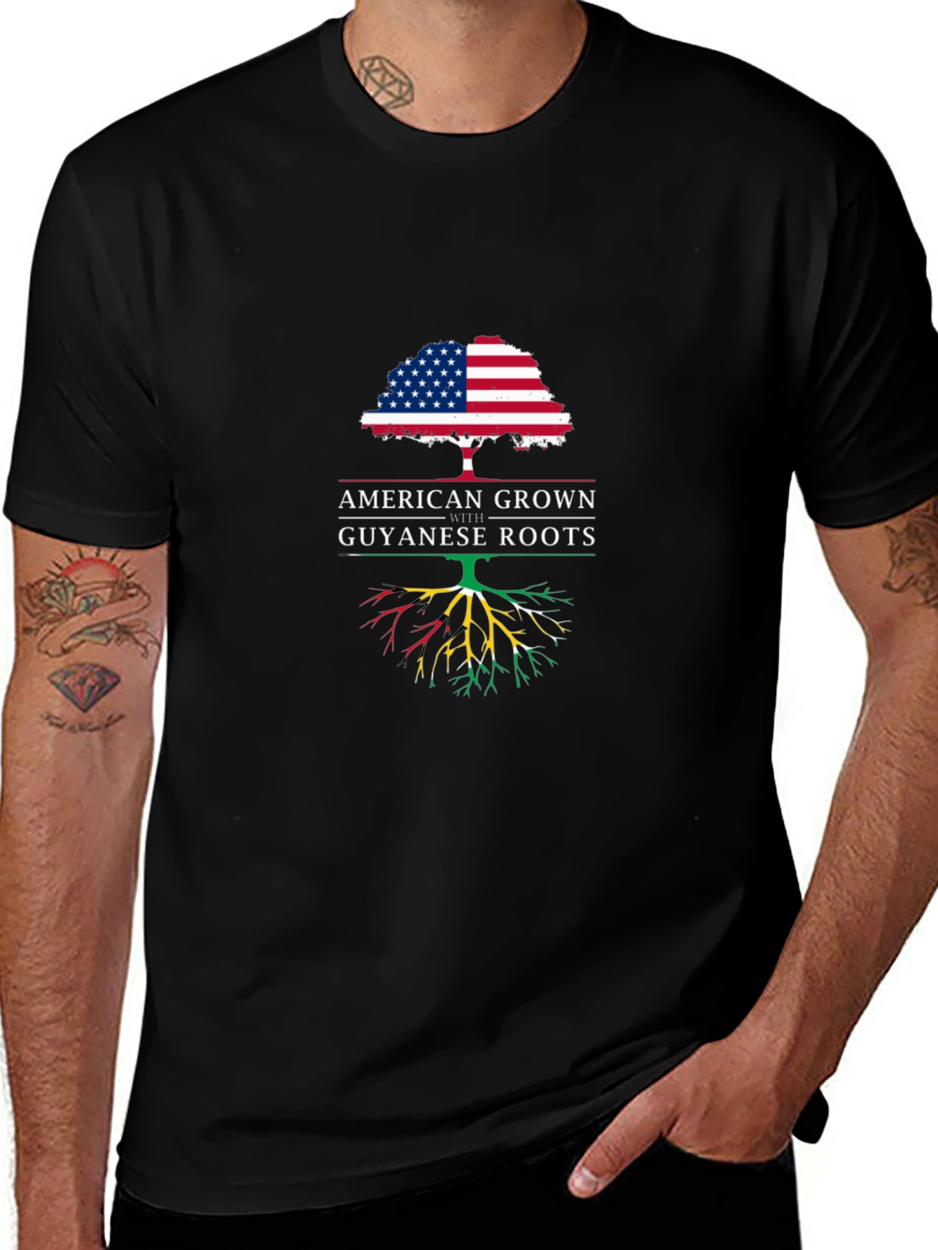 American Grown Guyanese Roots Graphic T-Shirt