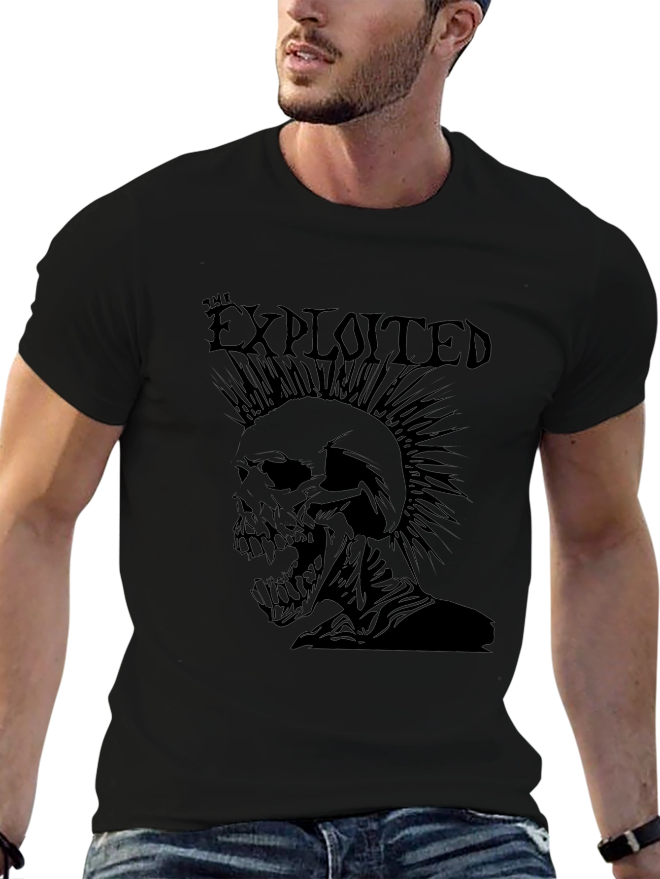 The Exploited Punk Skull Black Graphic Tee
