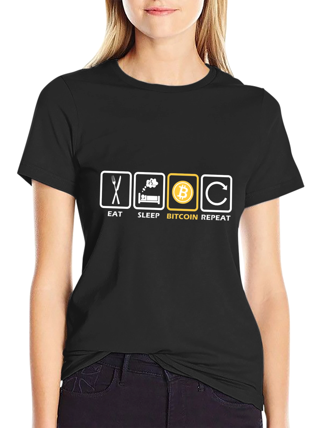 Eat Sleep Bitcoin Repeat - Black T-Shirt