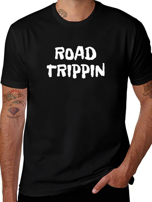 Road Trippin Graphic Tee - Black Casual T-Shirt