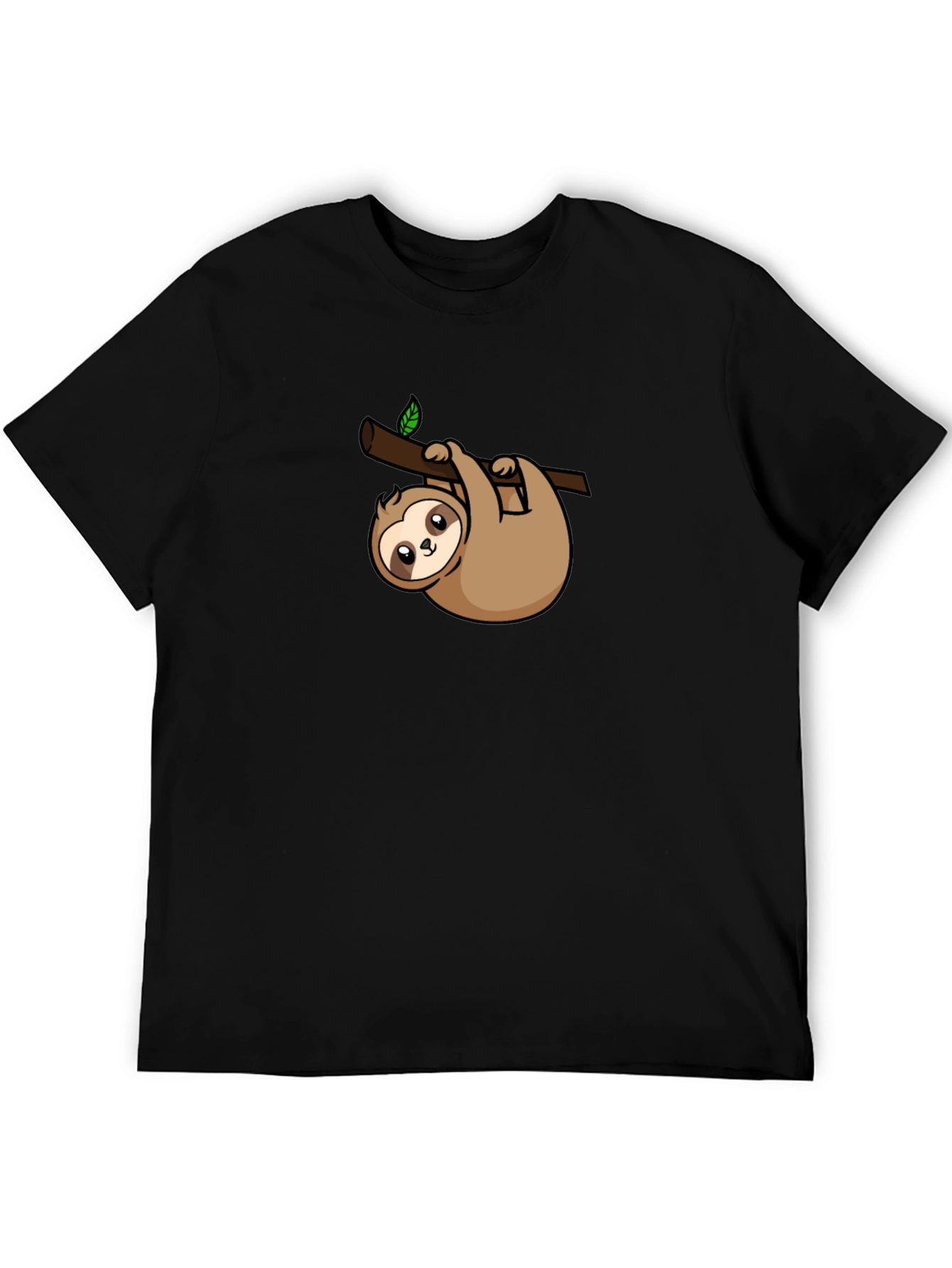 Cute Sloth Graphic Tee - Black