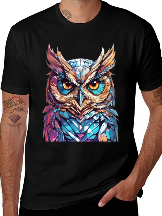 Geometric Owl Graphic Print T-Shirt
