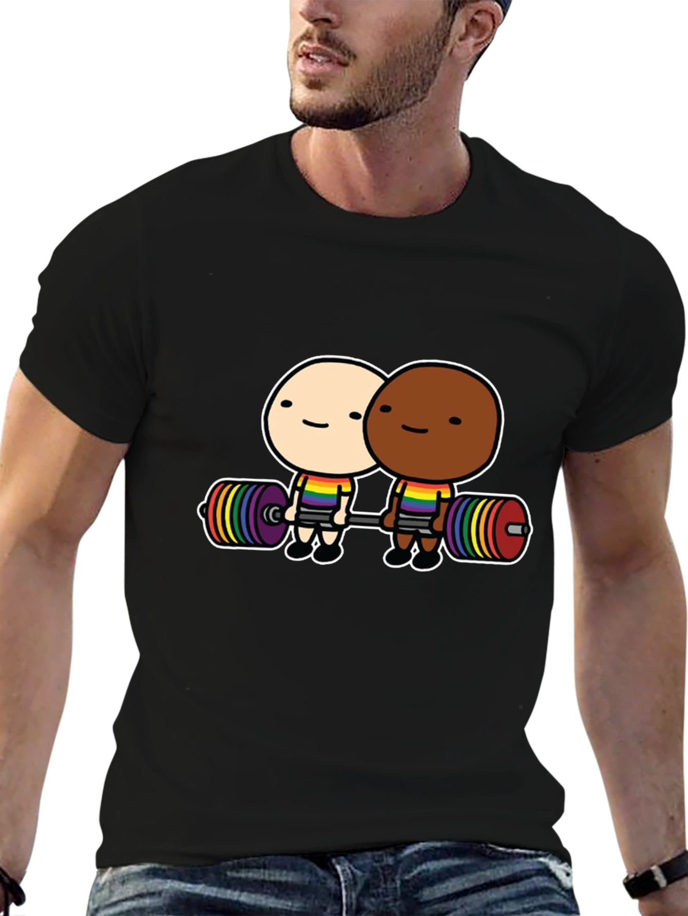 LGBTQ+ Pride Lifting Partners Black T-Shirt