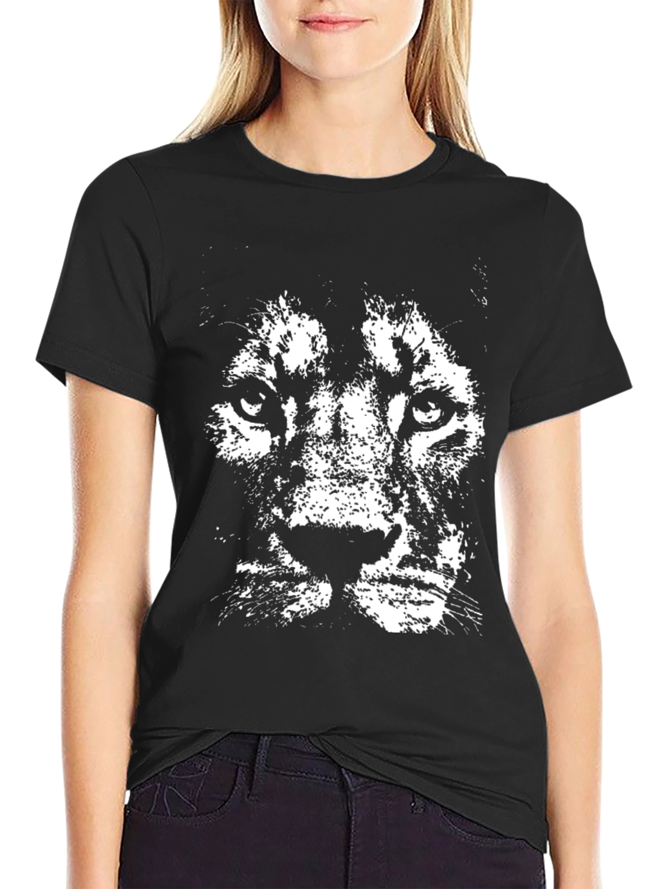 Lion Graphic Print Mens Black T-Shirt