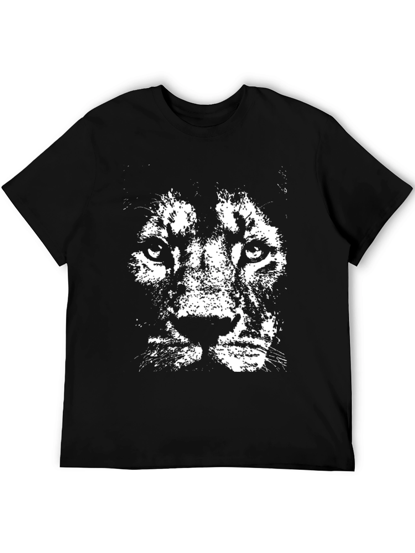Lion Graphic Print Mens Black T-Shirt