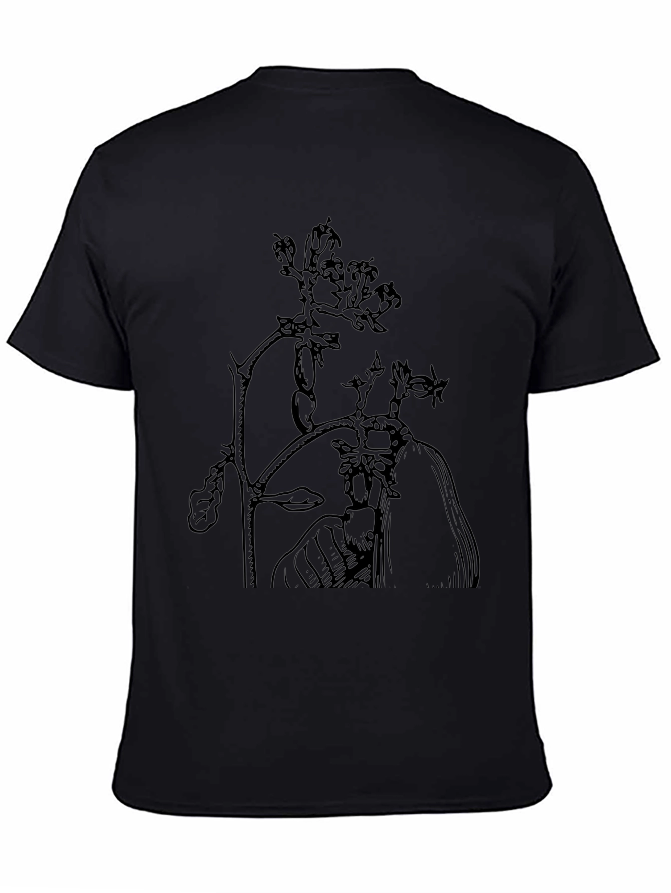 Botanical Print Black T-Shirt