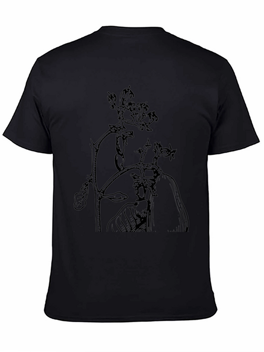 Botanical Print Black T-Shirt