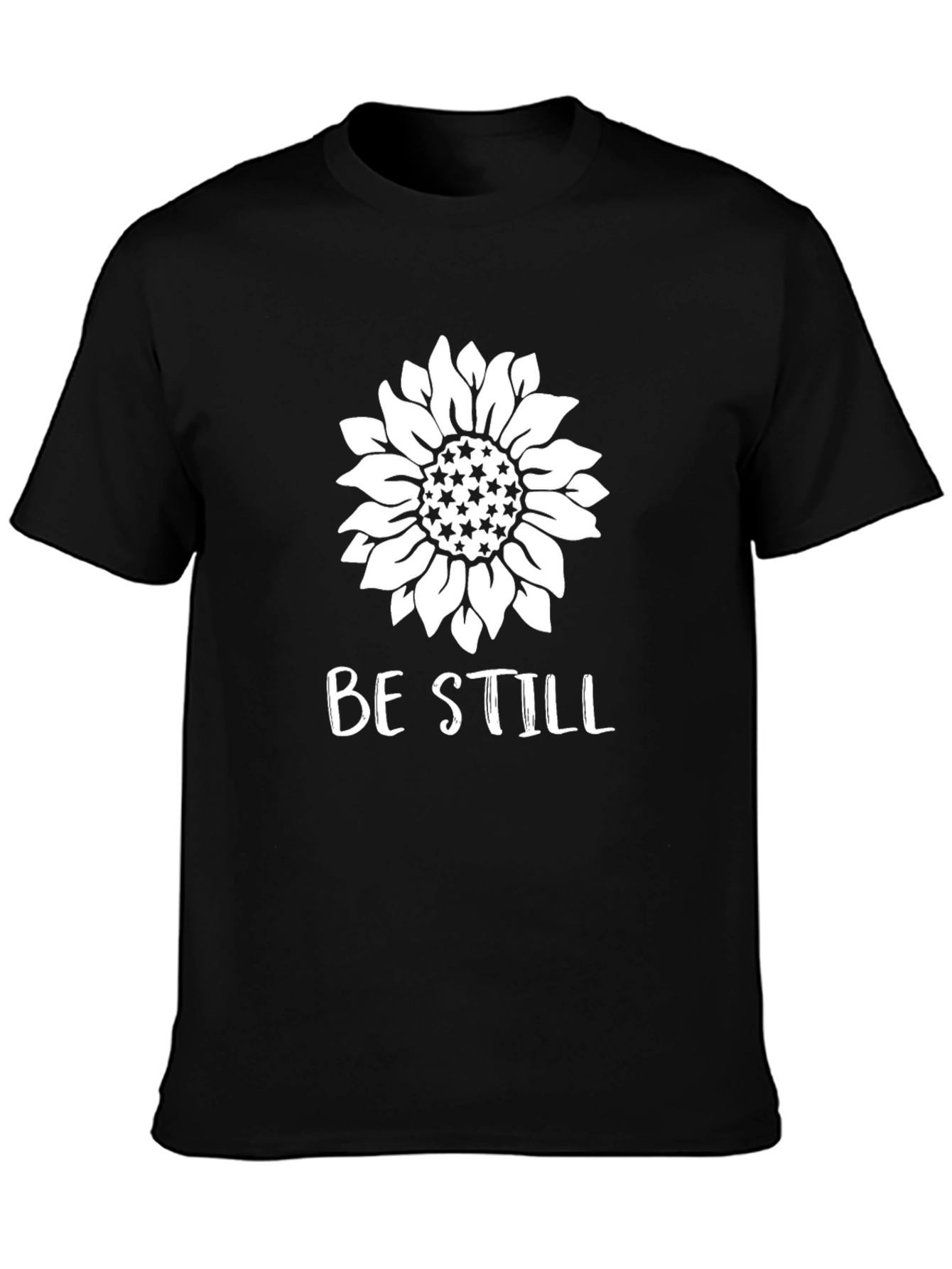 Be Still Sunflower Graphic Tee - Unisex Black T-Shirt