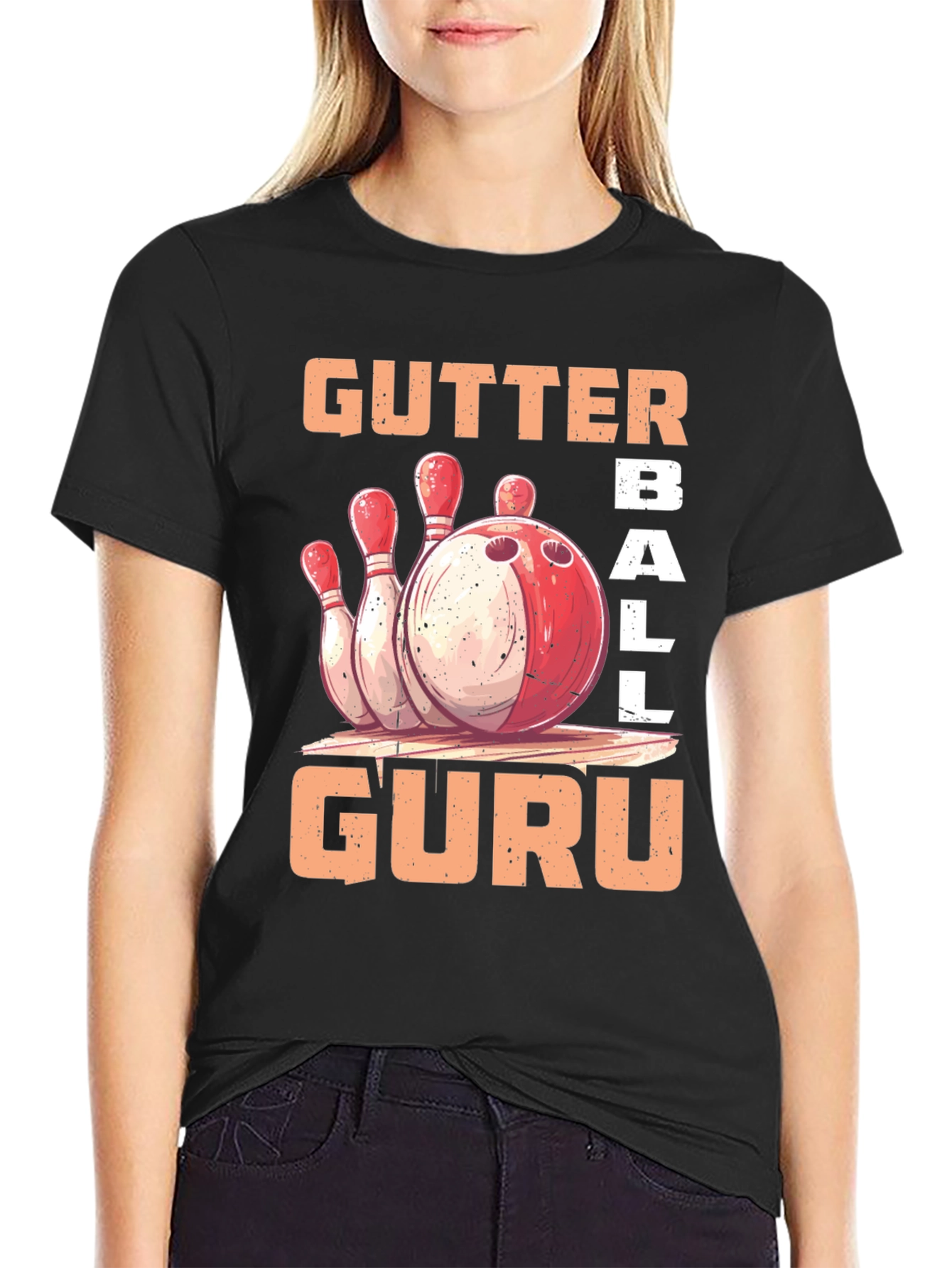 Gutter Ball Guru Bowling Graphic T-Shirt