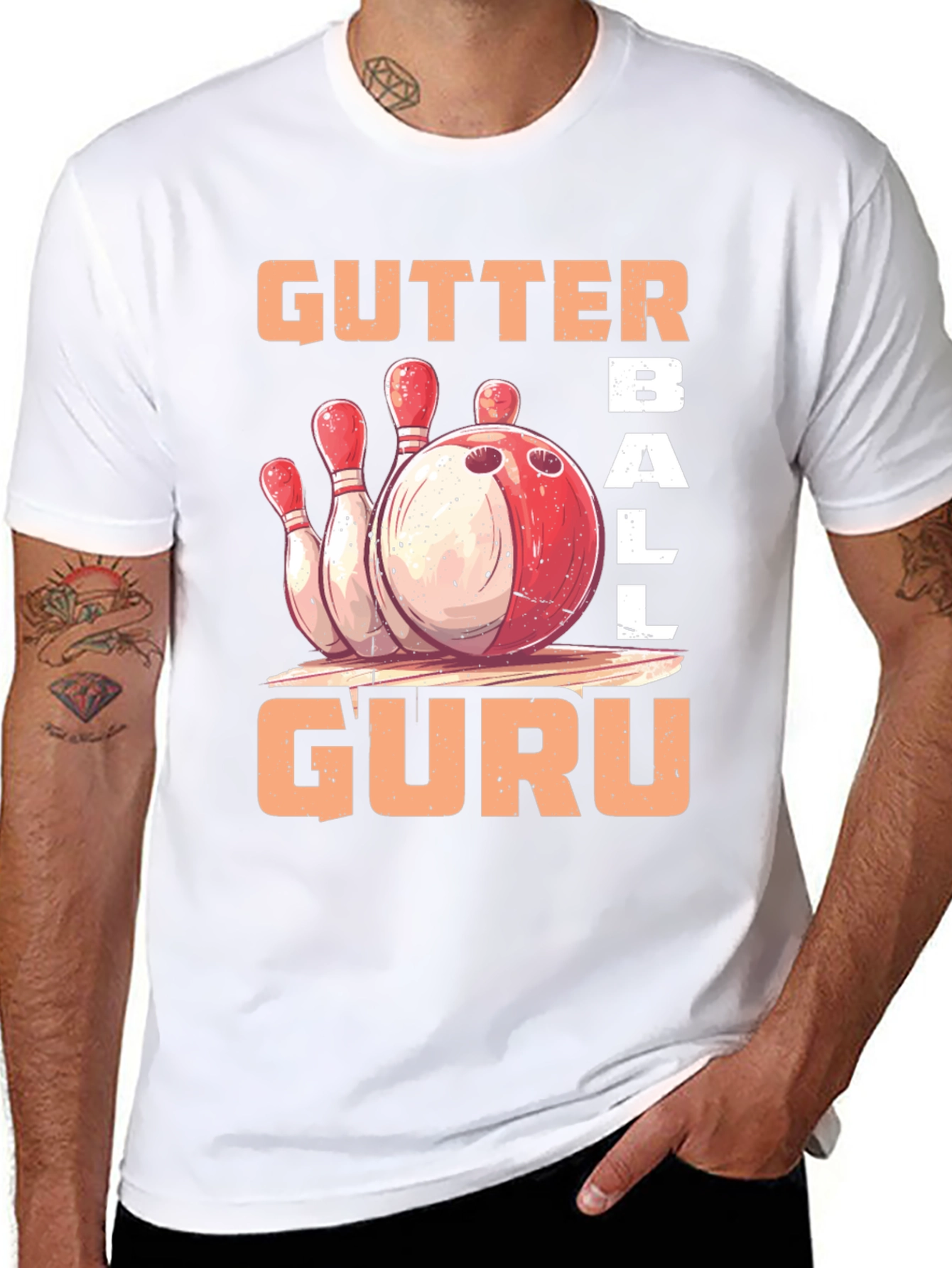 Gutter Ball Guru Bowling Graphic T-Shirt