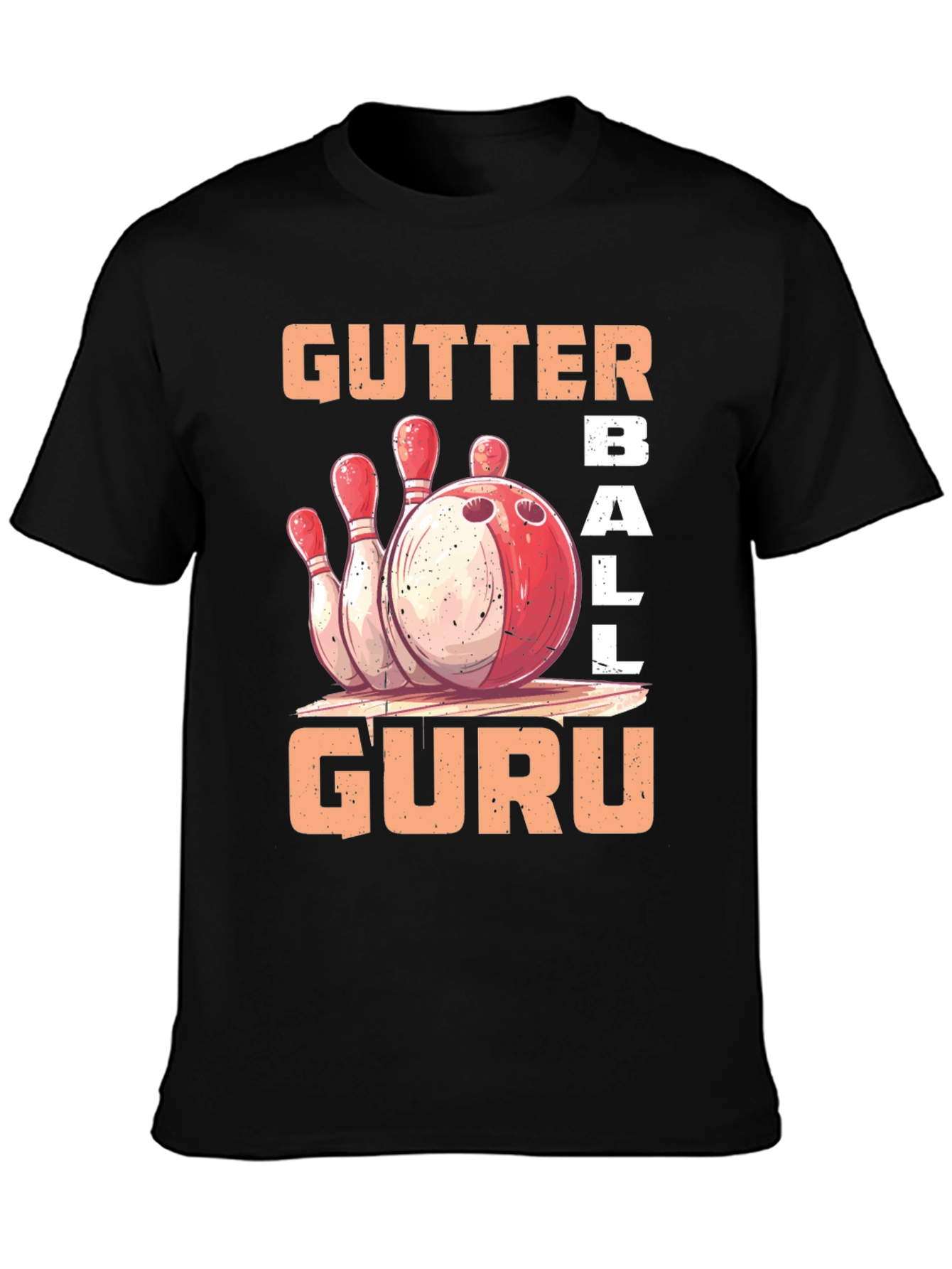 Gutter Ball Guru Bowling Graphic T-Shirt