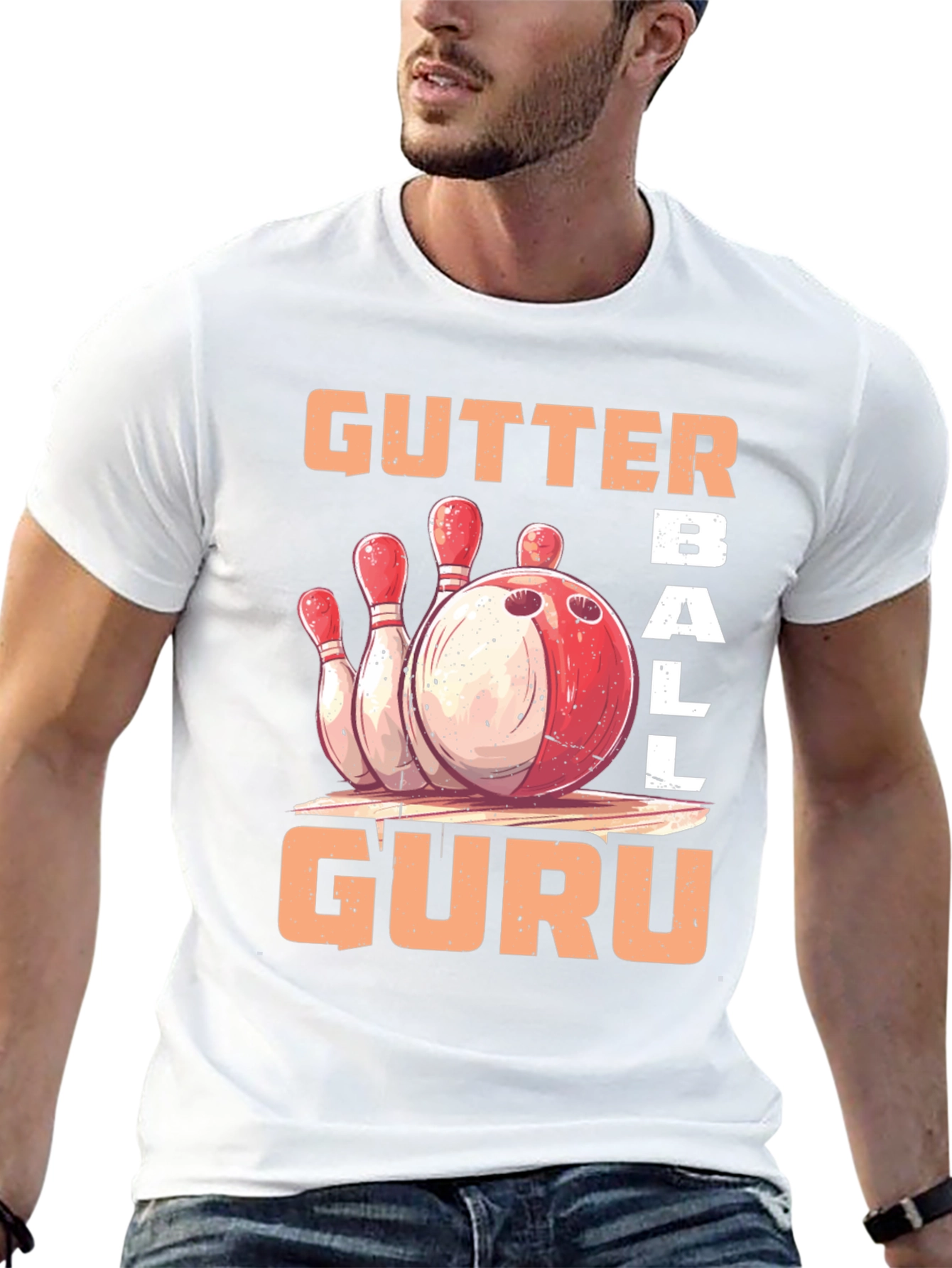 Gutter Ball Guru Bowling Graphic T-Shirt