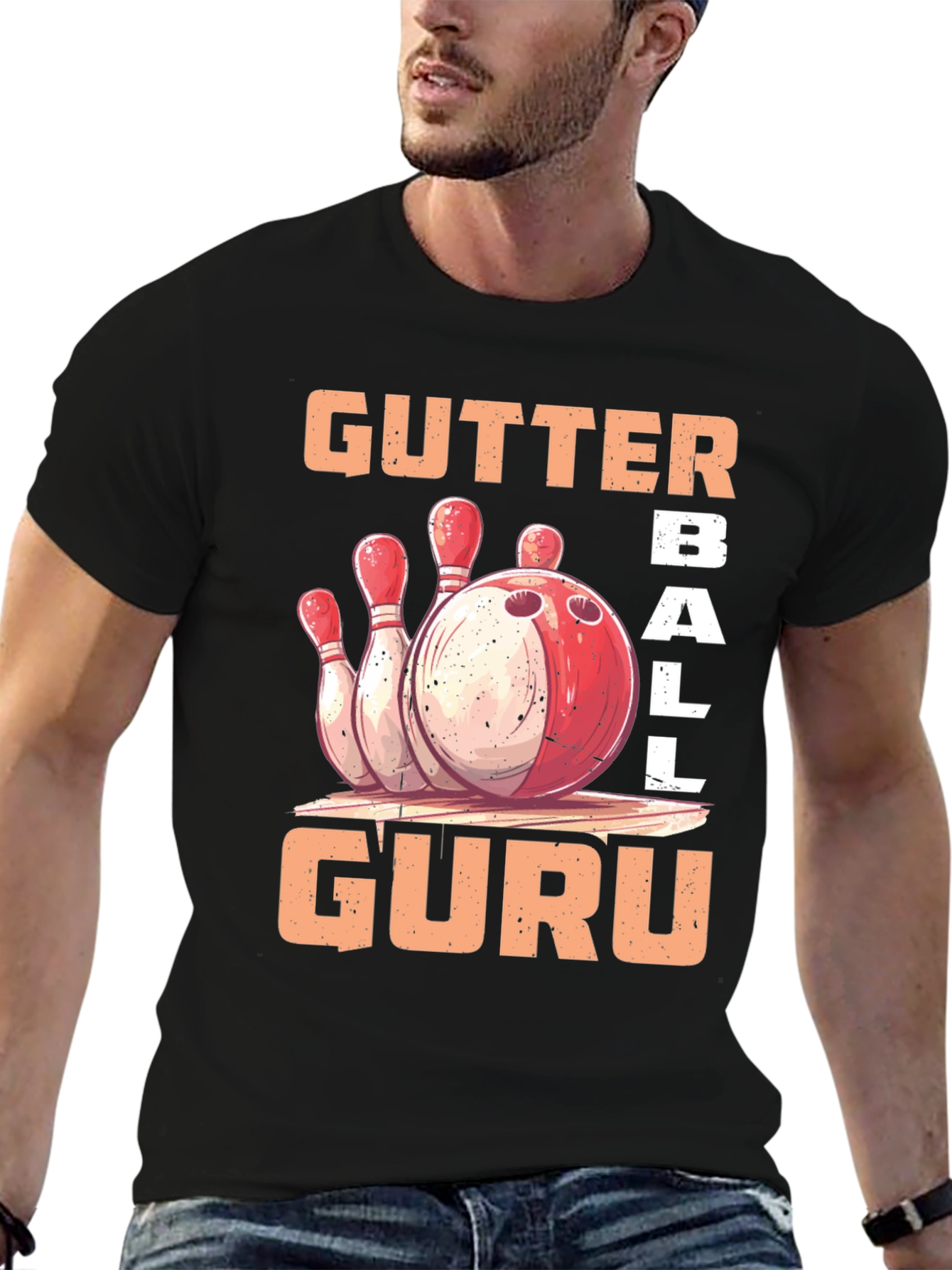 Gutter Ball Guru Bowling Graphic T-Shirt