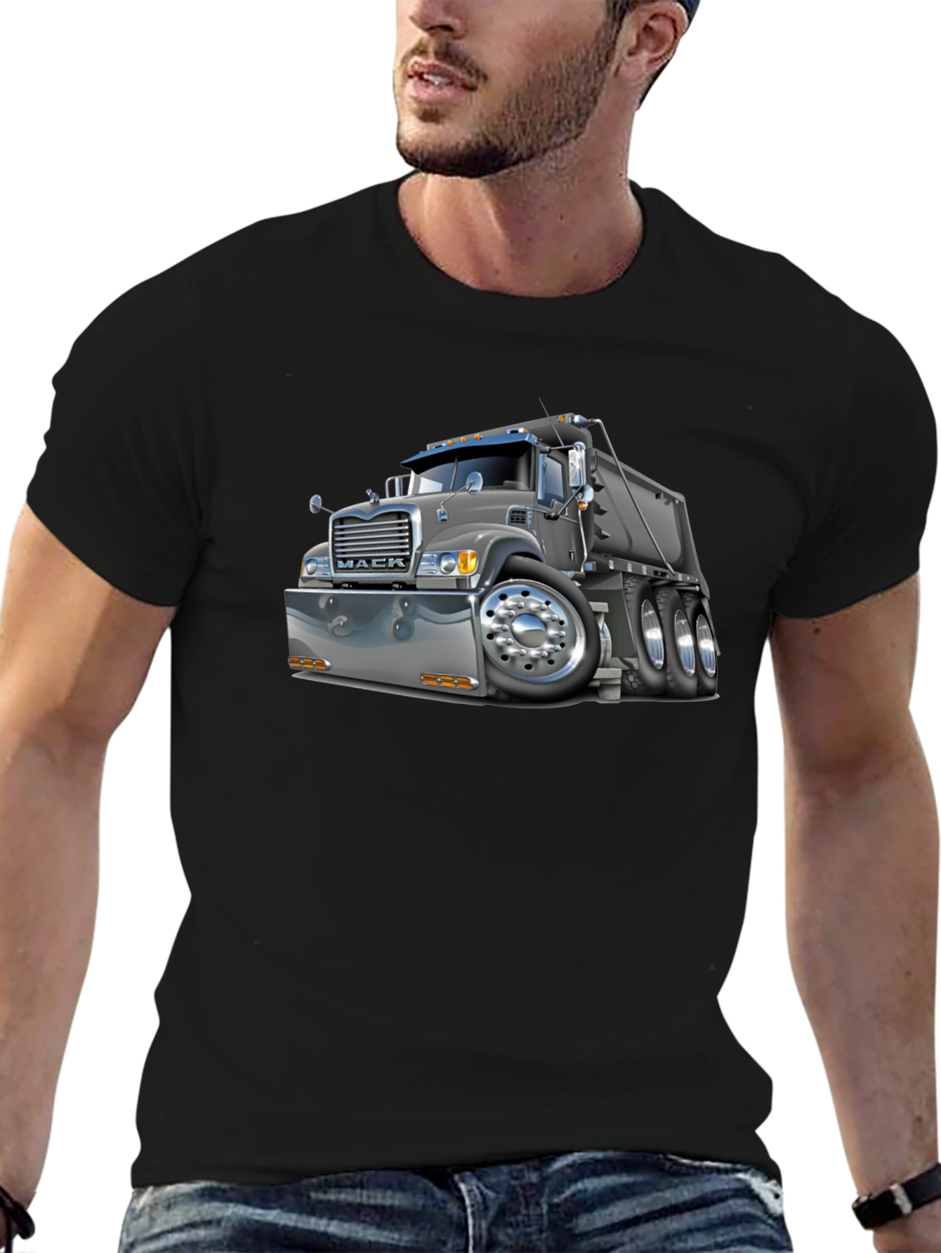 Mack Truck Cartoon T-Shirt - Black