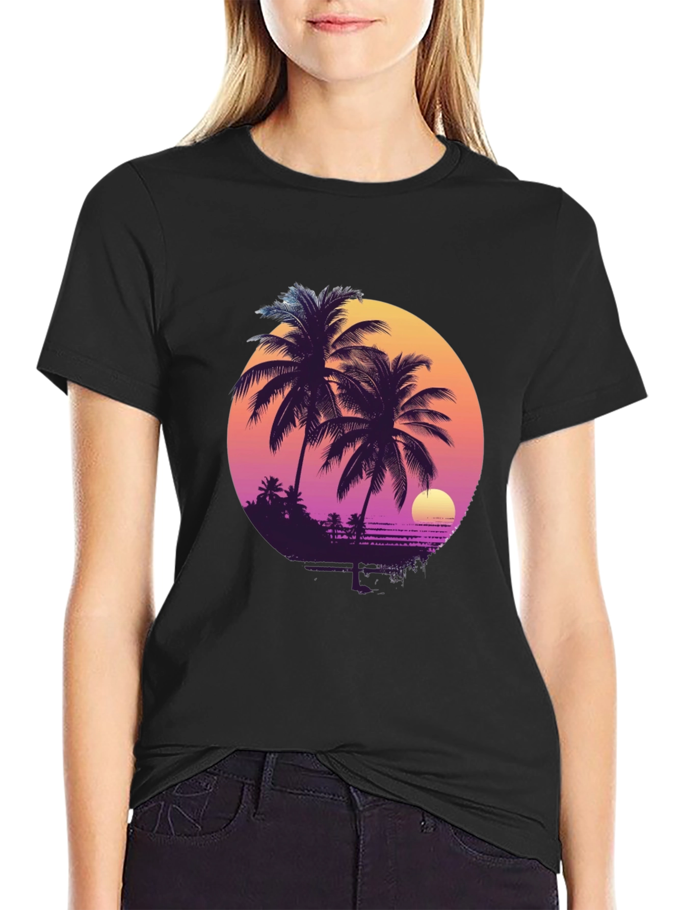 Retro Sunset Palm Tree T-Shirt