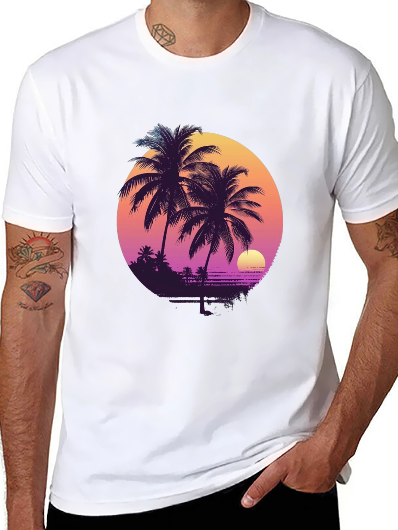 Retro Sunset Palm Tree T-Shirt