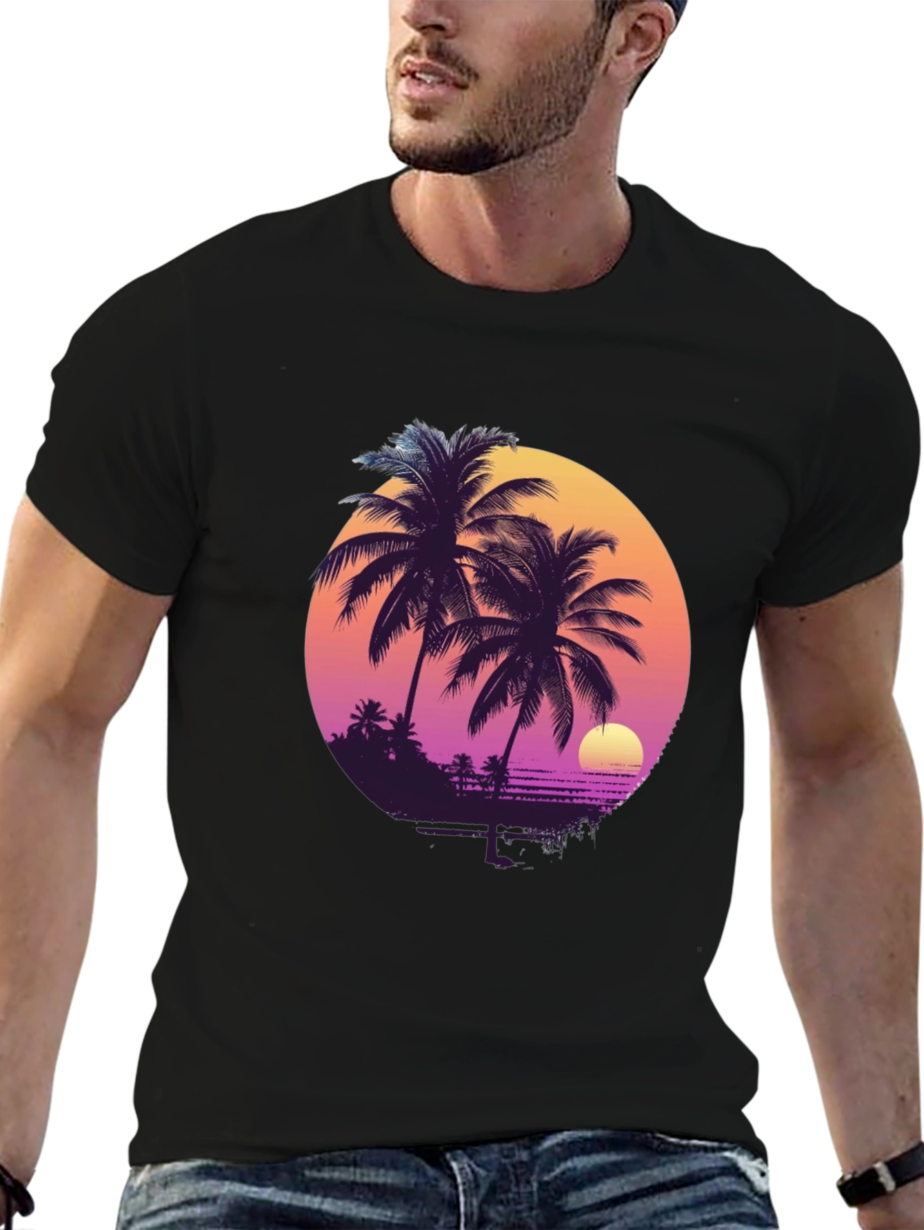 Retro Sunset Palm Tree T-Shirt