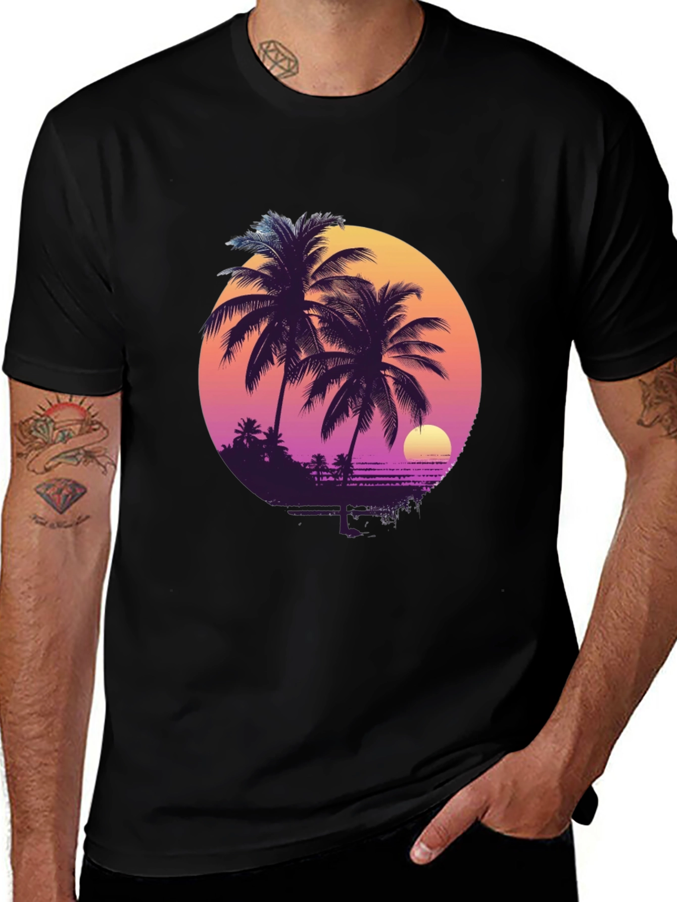 Retro Sunset Palm Tree T-Shirt