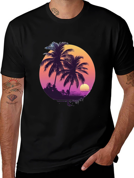 Retro Sunset Palm Tree T-Shirt