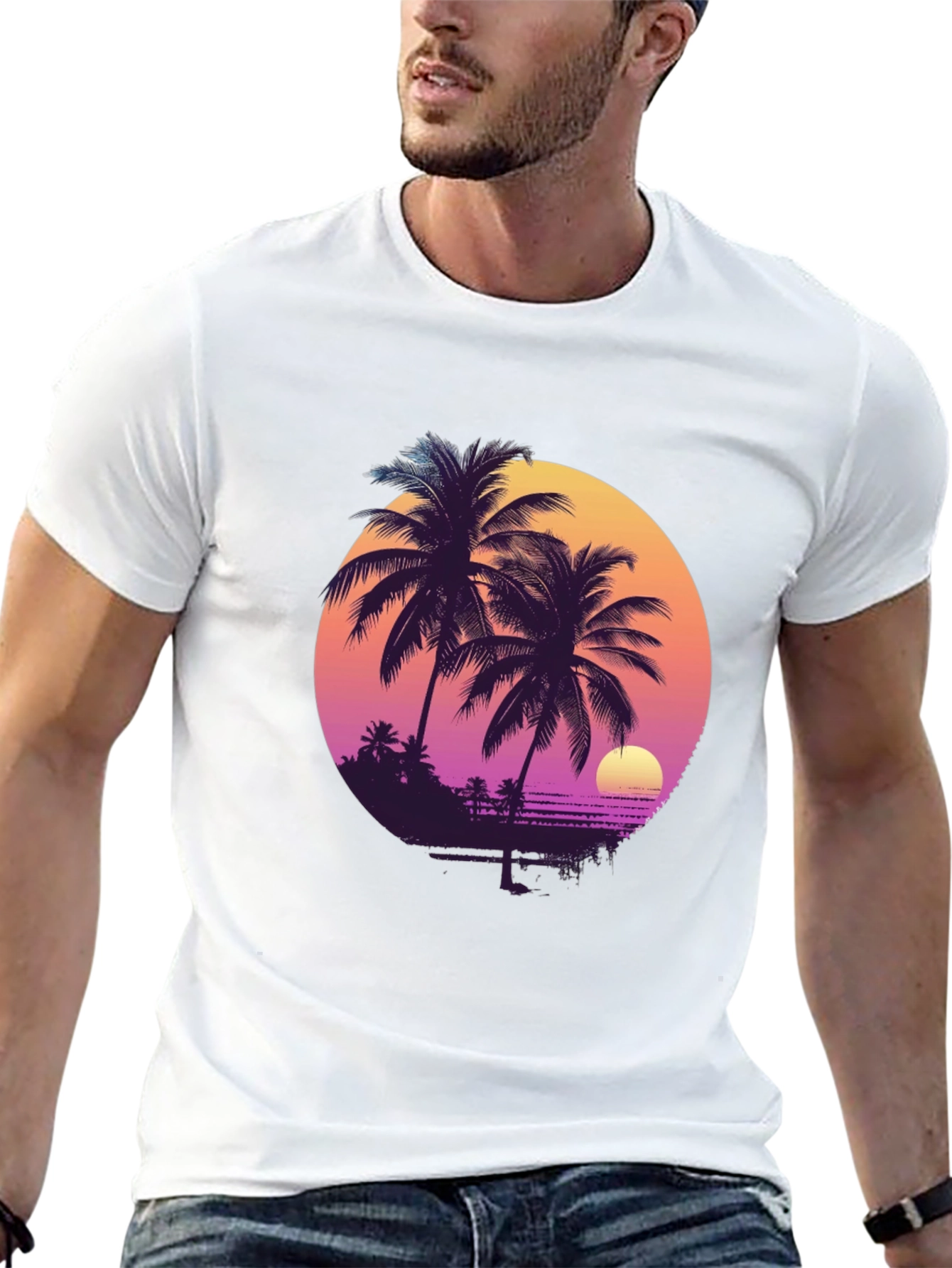 Retro Sunset Palm Tree T-Shirt
