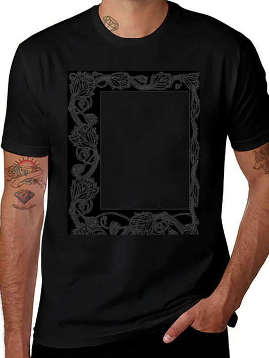 Floral Border Graphic Tee - Black
