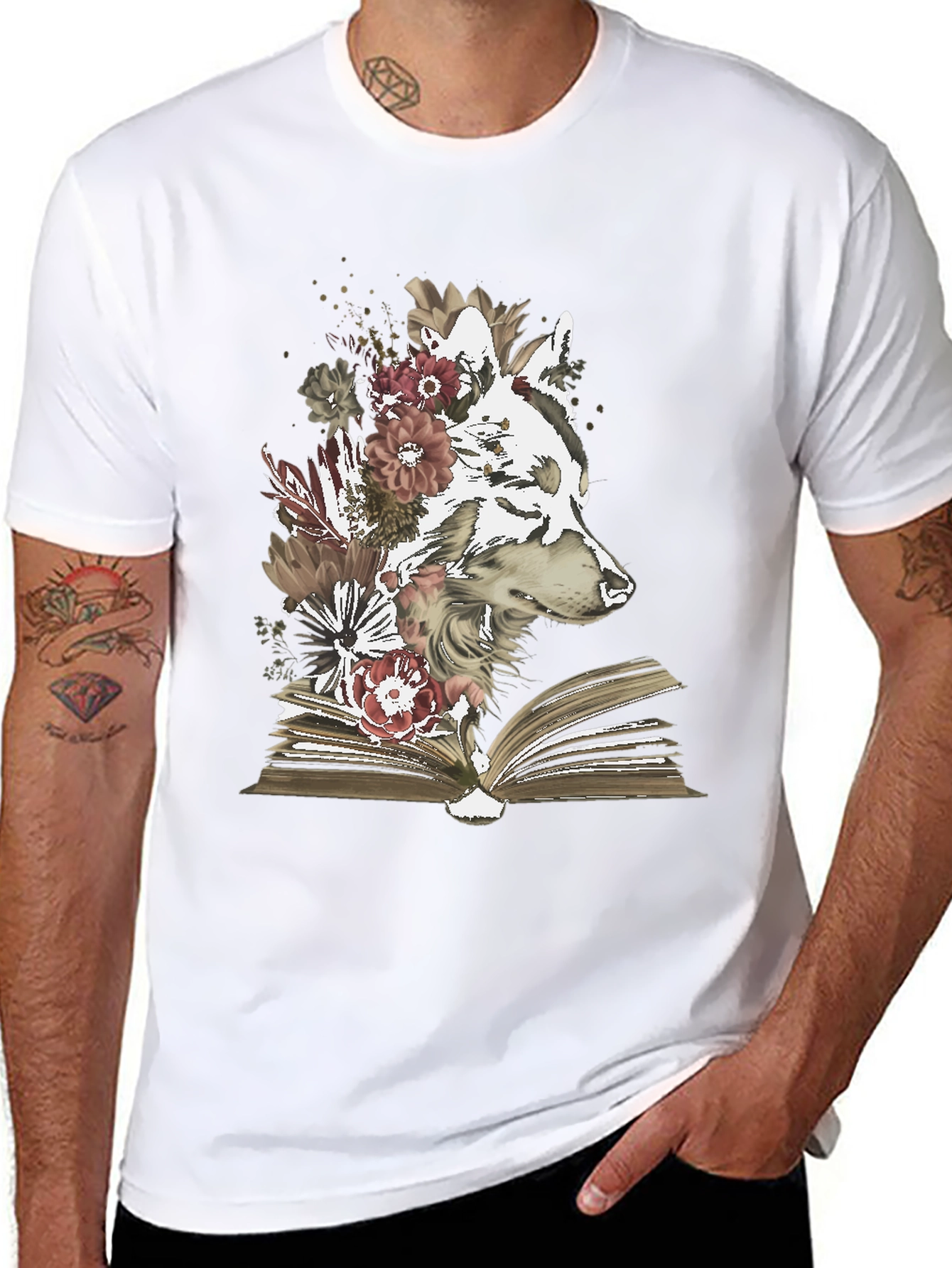 Wolf & Book Floral Graphic Tee