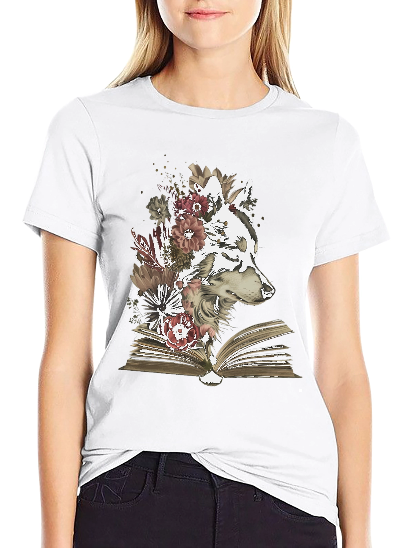 Wolf & Book Floral Graphic Tee