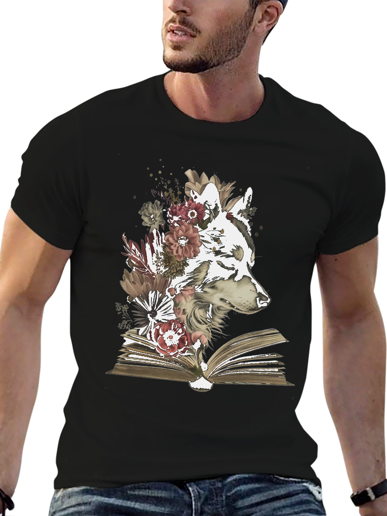 Wolf & Book Floral Graphic Tee