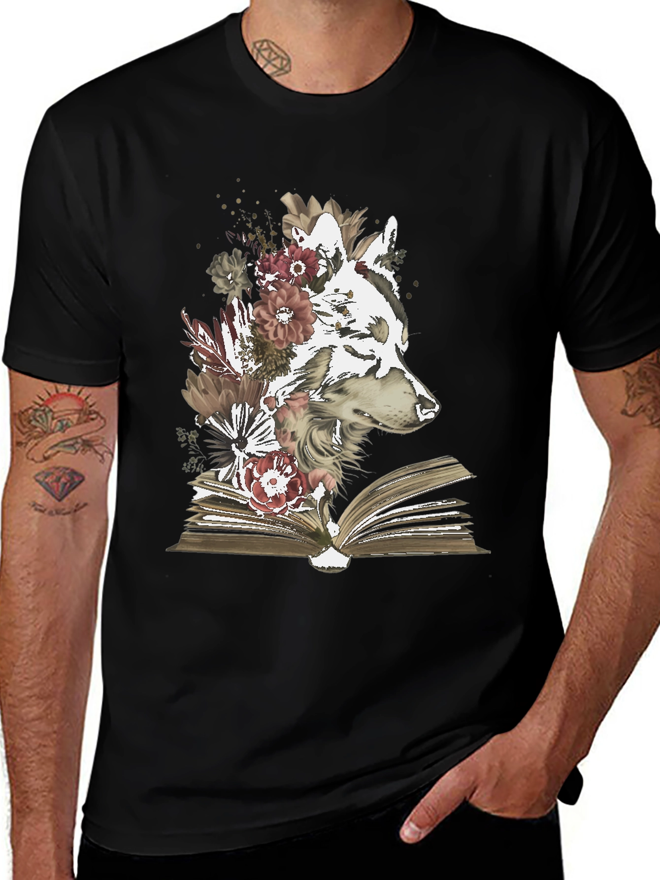Wolf & Book Floral Graphic Tee